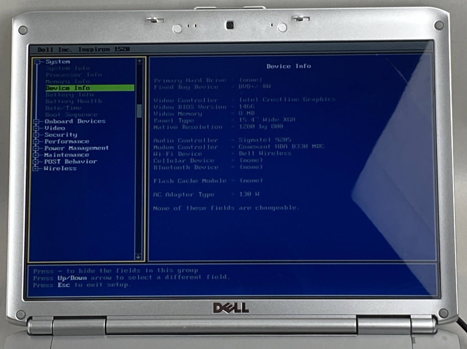 Dell Inspiron 1520 Intel Core 2 Duo 1.73GHz 2GB RAM 15.4″ No Battery No HDD/OS