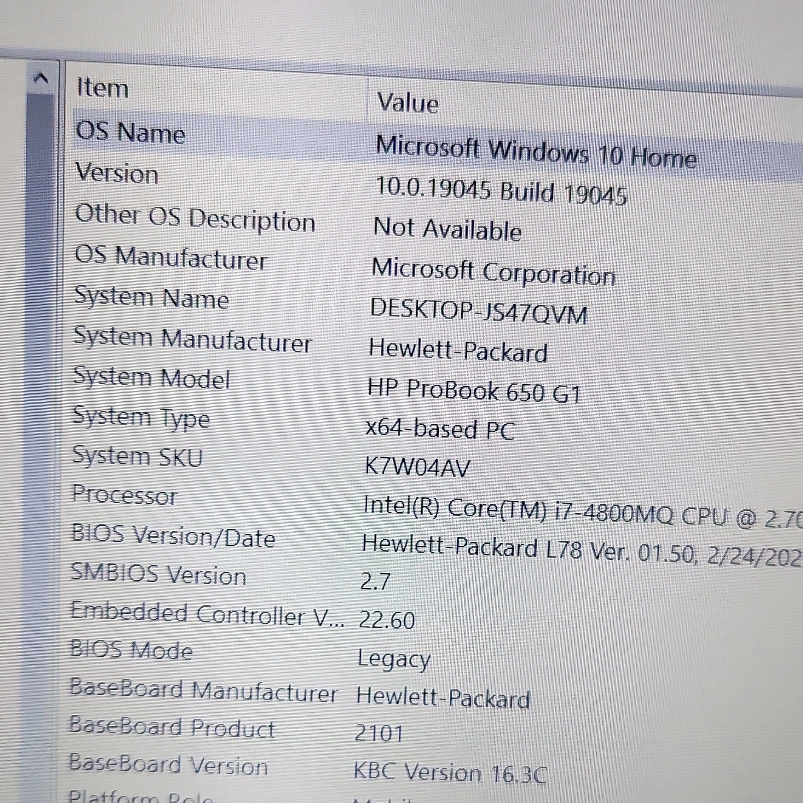 HP ProBook 650 G1 15.6in Laptop Intel i7-4800MQ 16GB RAM 256GB SSD W10