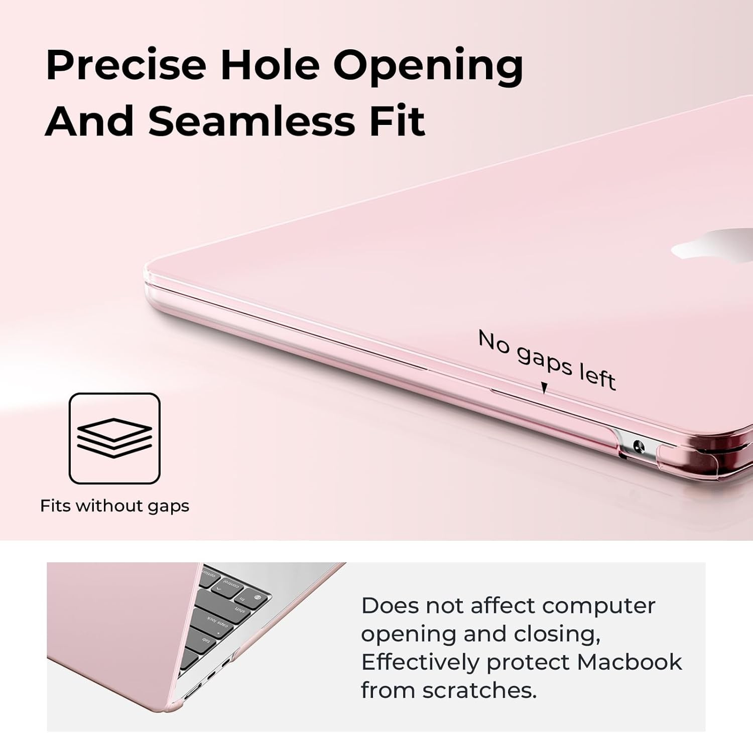 Case for MacBook Air 13 inch M5 2026-2022 M4 M3 M2 A3449 A3240 A3113 A2681, Pink