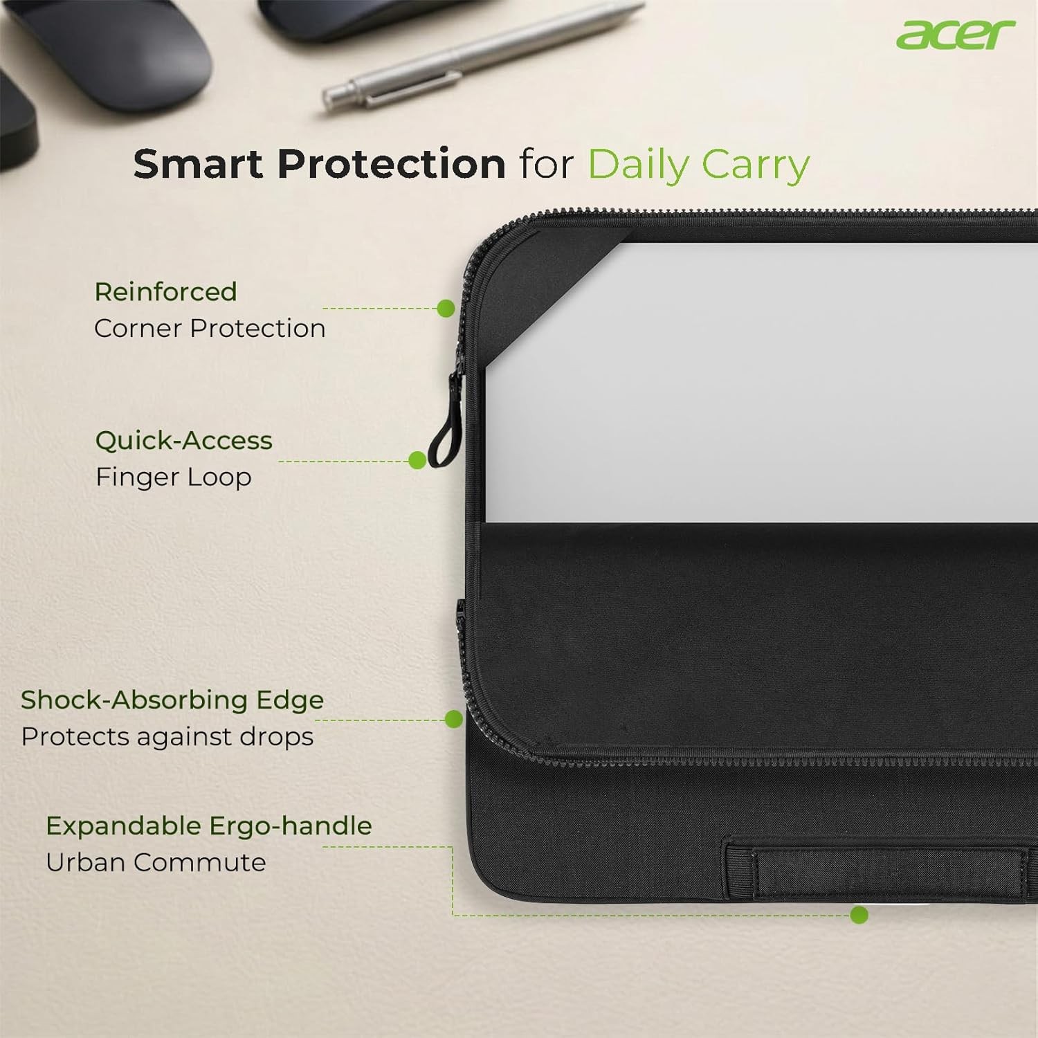 Acer Laptop Sleeve 16 inch, Shockproof Protective Laptop Briefcase, Black