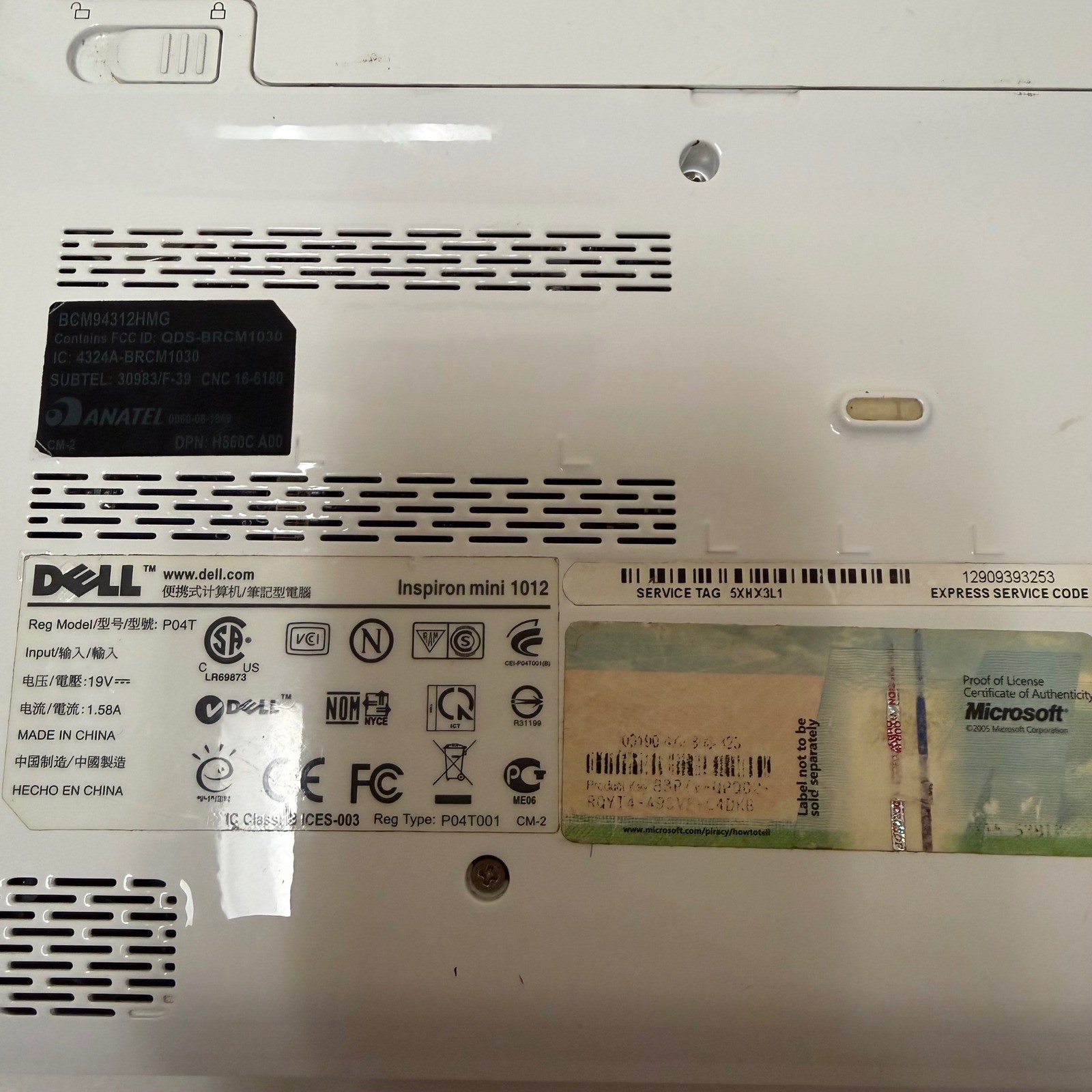 Dell Inspiron Mini 1012 Netbook 10.1 Intel Atom P04T Screen Parts Repair