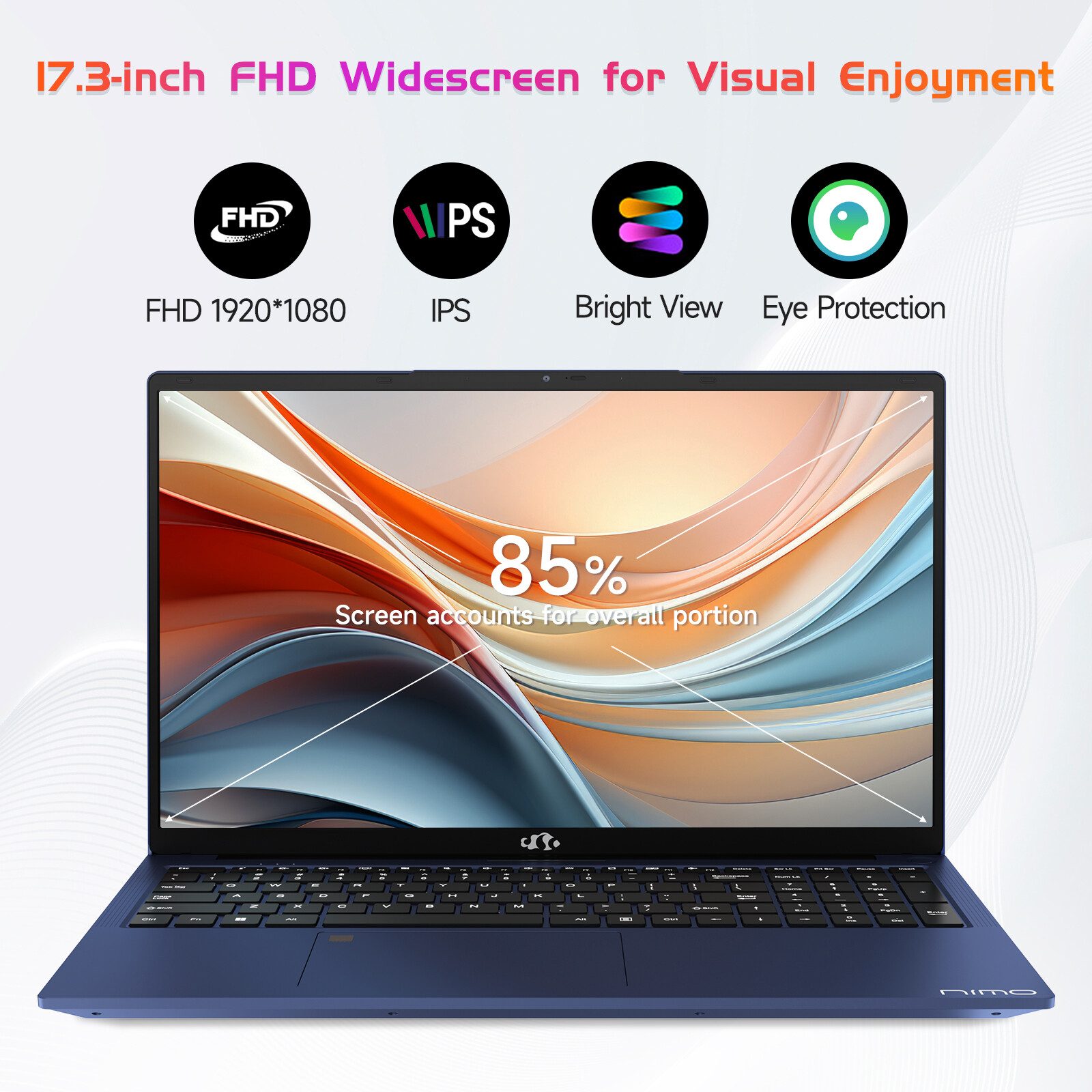 NIMO 17.3″ IPS FHD-Business-Laptop, Intel 6 Core i3-1215U 32GB RAM 1TB SSD Win11