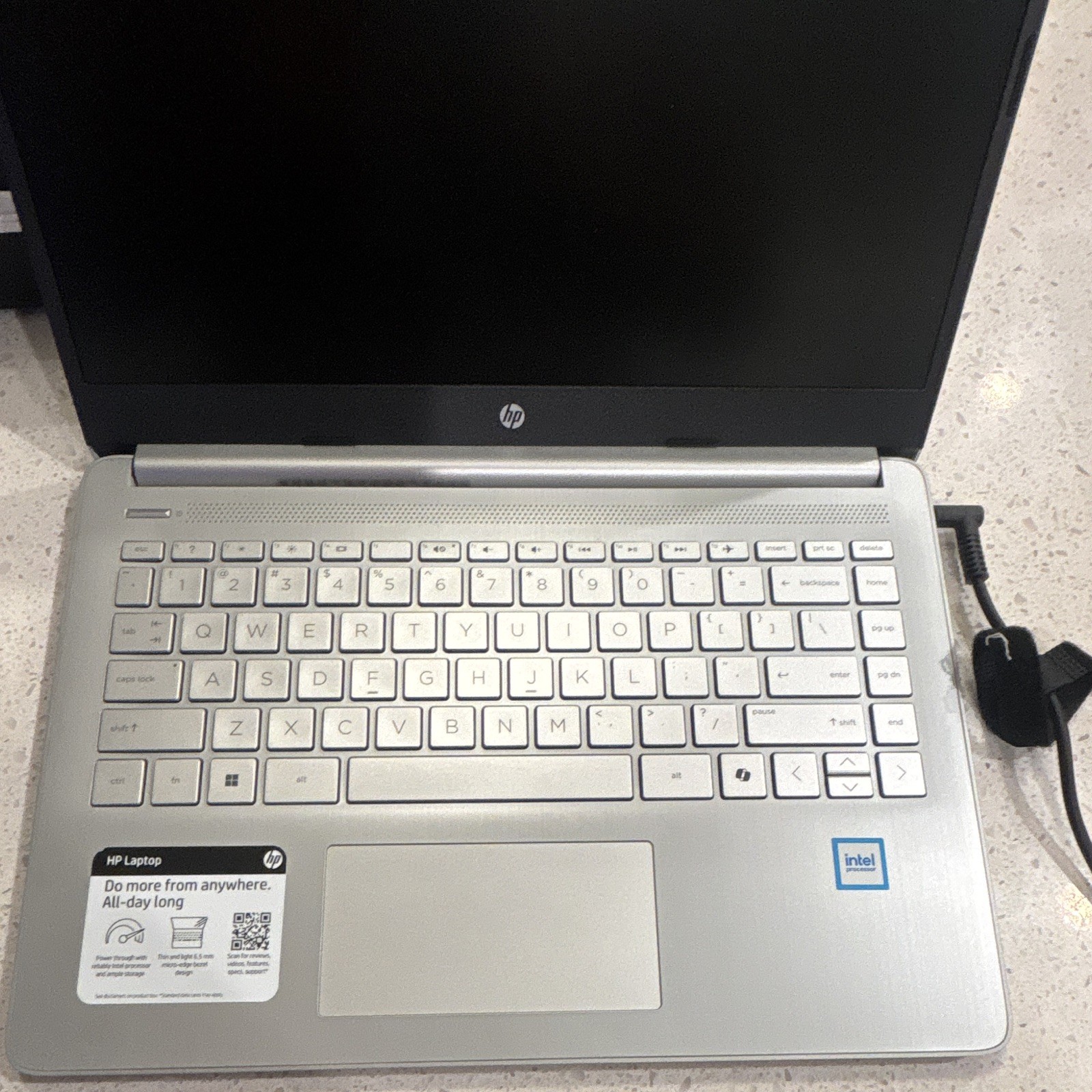 HP 14″ Silver Laptop Intel Windows 11 USB-C HDMI SD Slot Webcam Charger