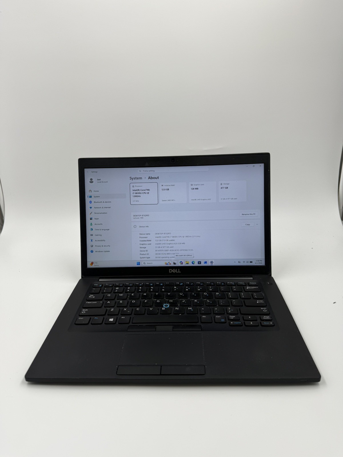 Dell Latitude 7490 i7 8th Gen 12 GB 512 SSD w/MS Office 2024