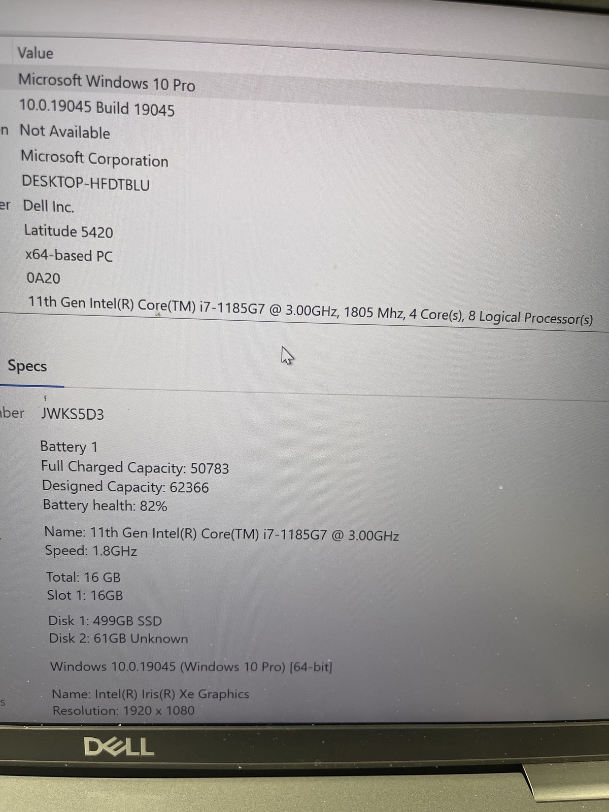 Dell Latitude 5420 14” Touch Intel Core i7-1185G7 16GB RAM 512GB SSD Win 11 Pro