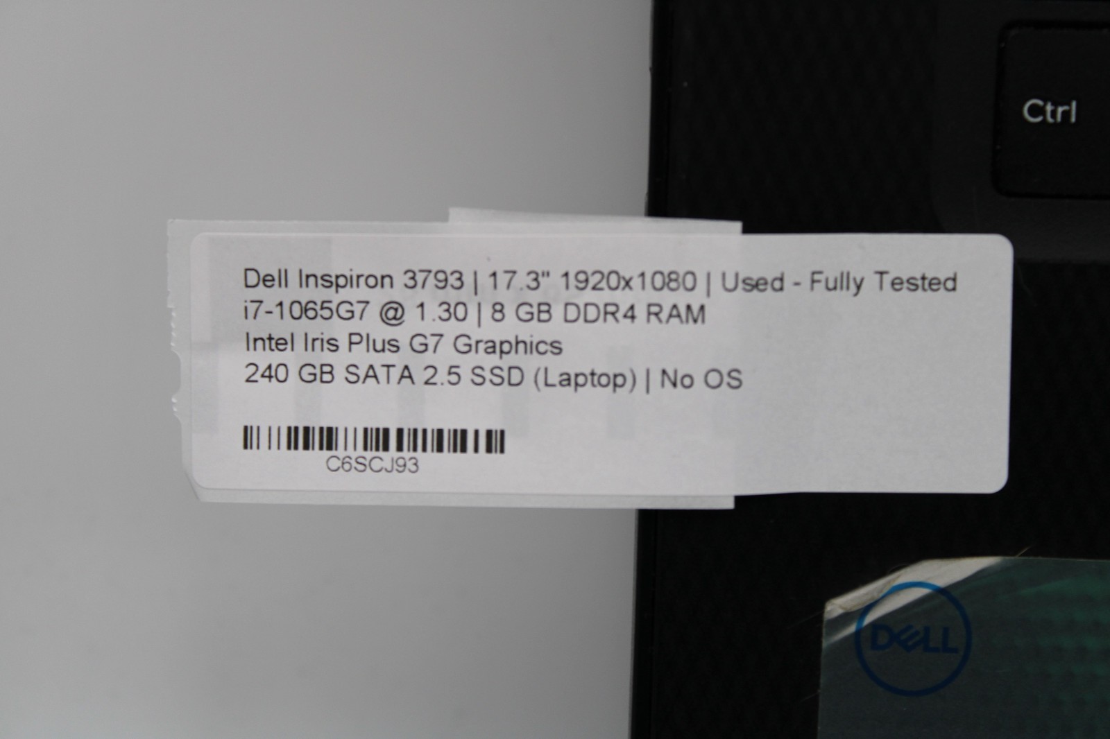 Dell Inspiron 3793 _ i7-1065G7 _ 8GB RAM _ 240GB SSD _ No OS