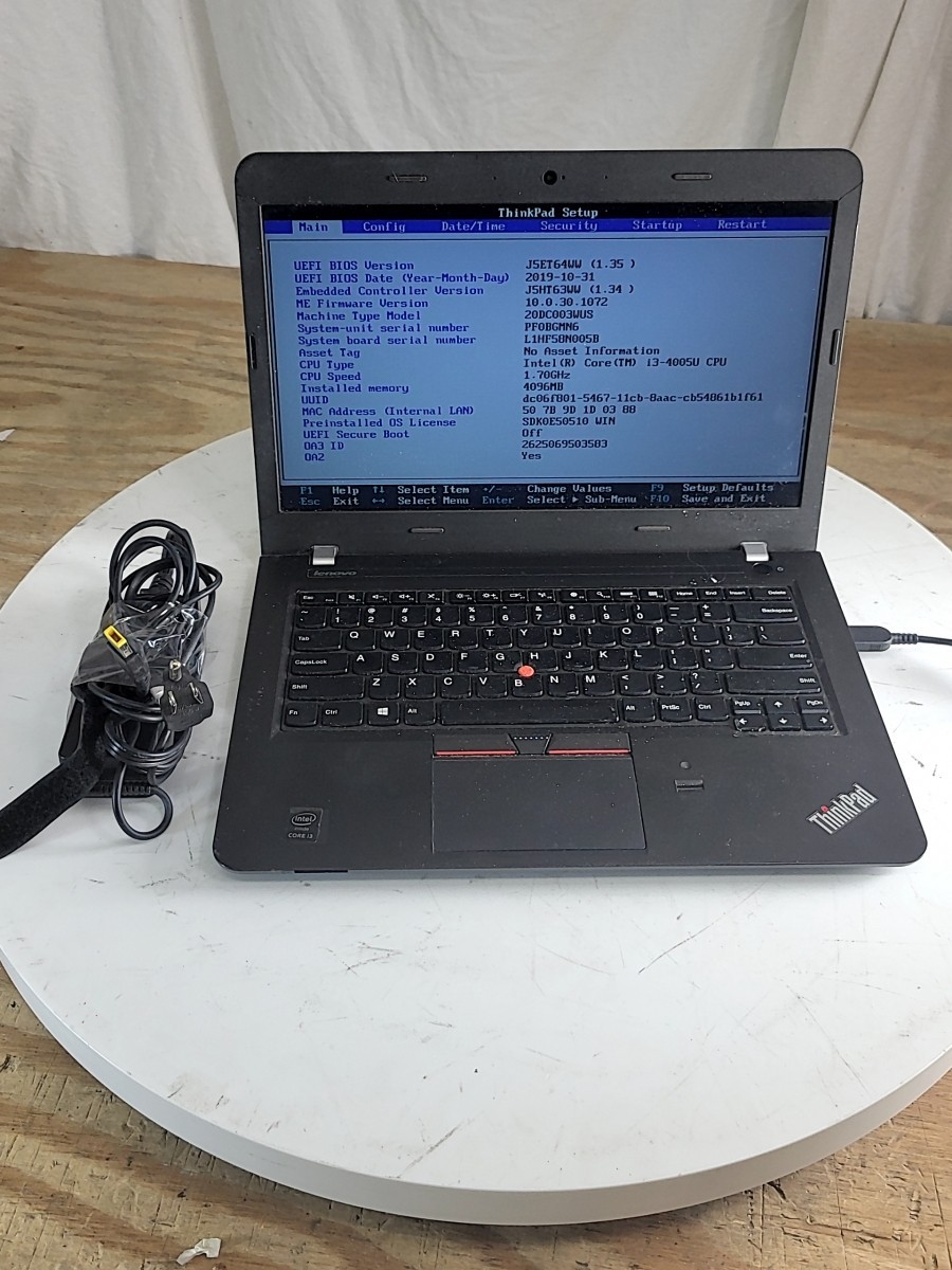 LENOVO ThinkPad E450 20DC003WUS Laptop Intel Core I3-4005U 4GB 500GB SEE NOTES