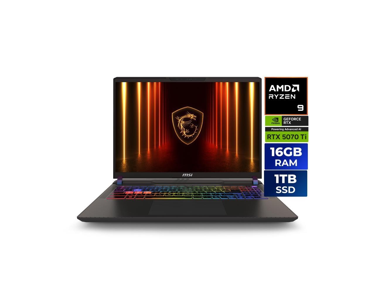 MSI Vector A16 16″ QHD+ AMD Ryzen 9 8940HX 16GB 1TB SSD RTX 5070 Ti W11H Laptop