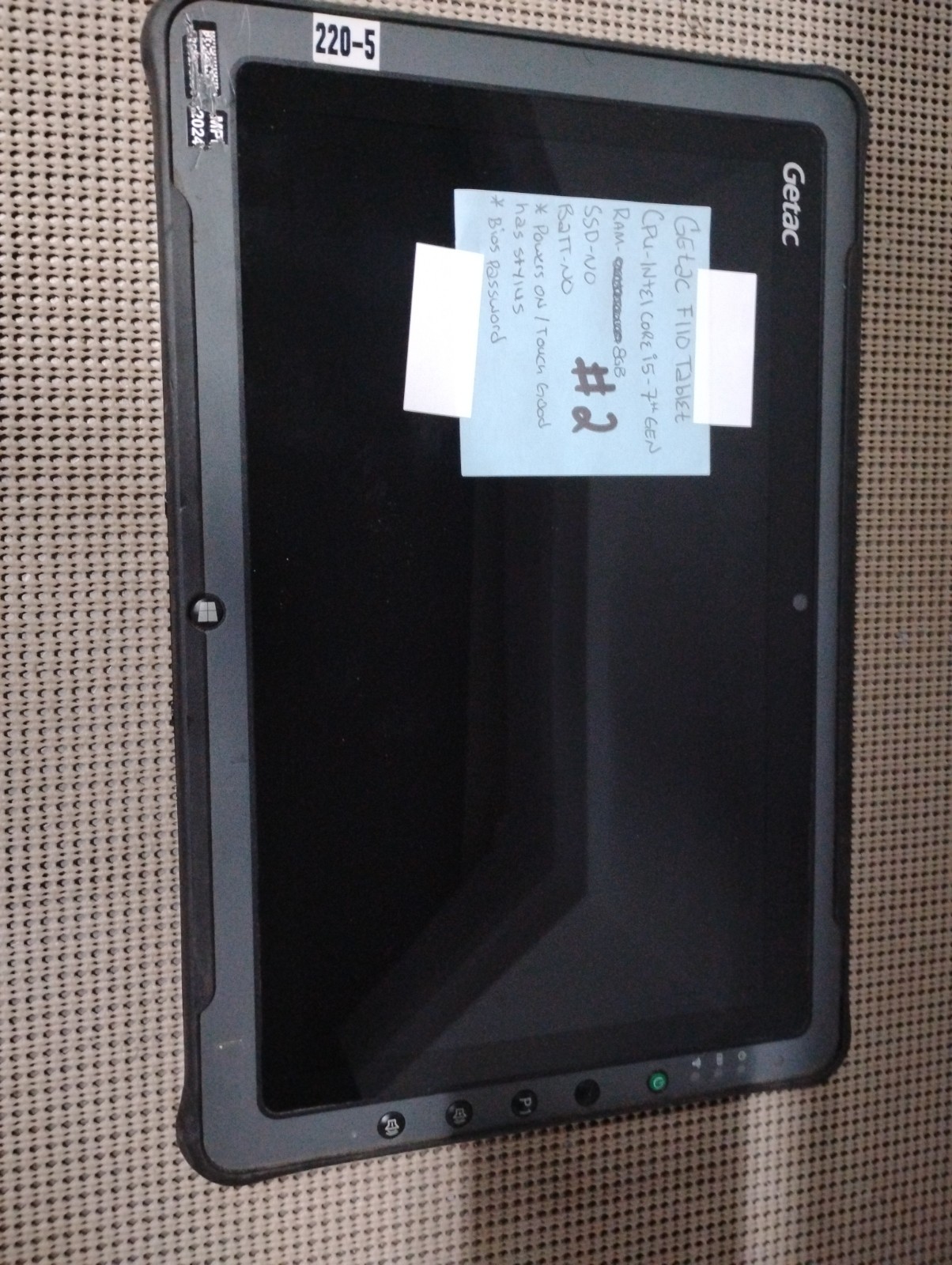 GETAC F110 INTEL CORE I5 7TH GEN 8GB RAM NO HD/BATTERY OR POWER CORD PARTS ONLY