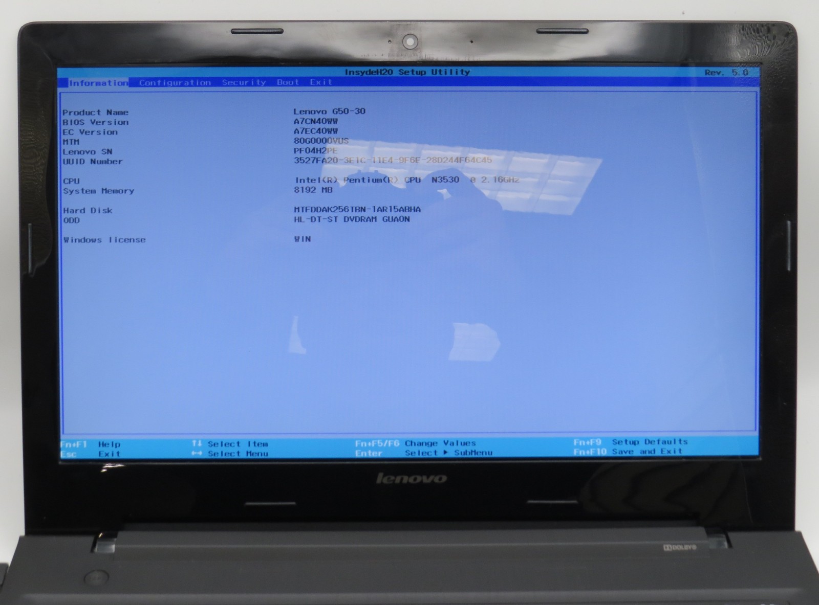 Lenovo G50 | N3530 @ 2.16GHz | 8GB DDR3 | 256GB SSD | 15.6″ | No OS