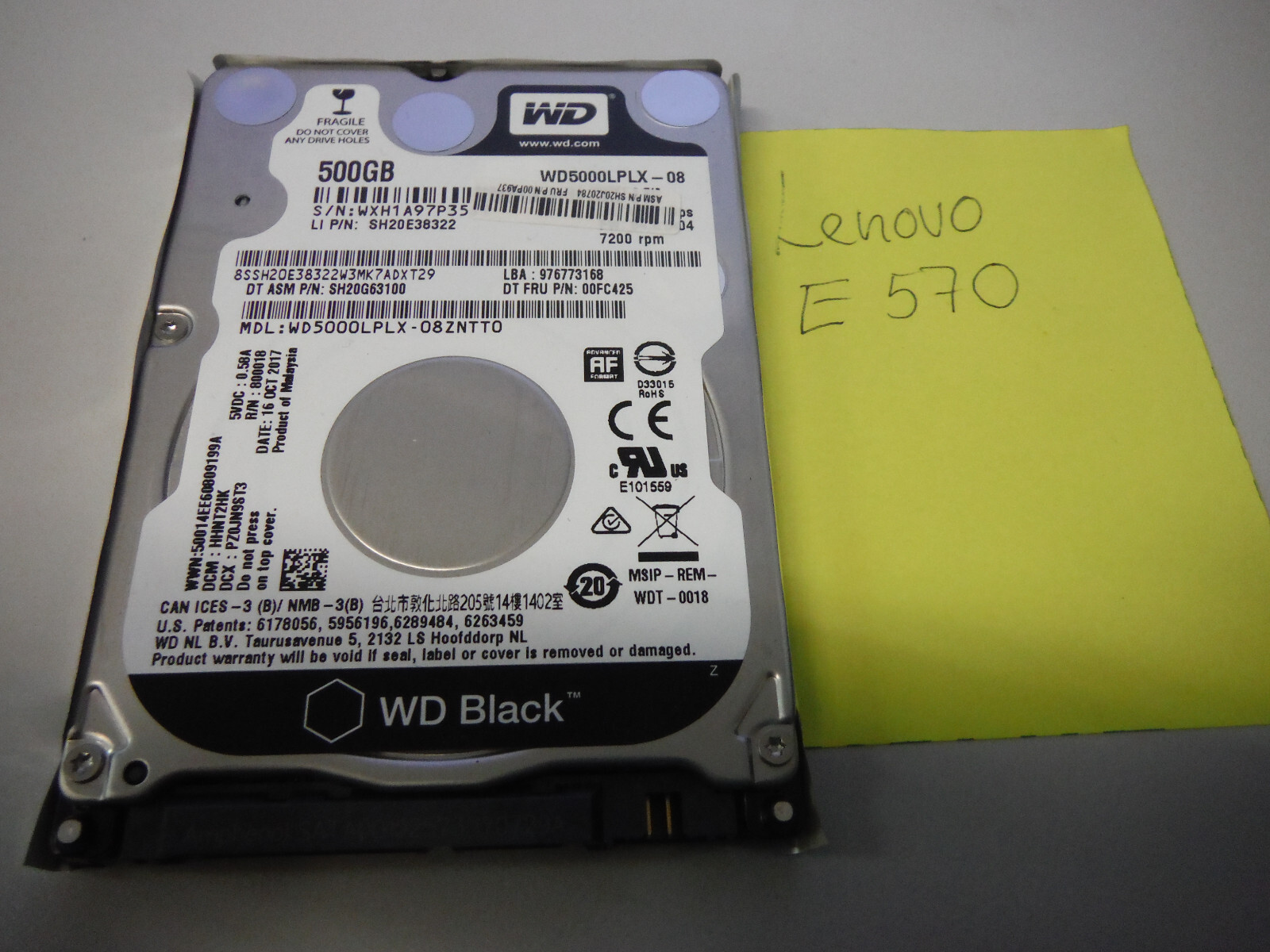 WD 500GB from LENOVO ThinkPad E570 Win 11 Pro