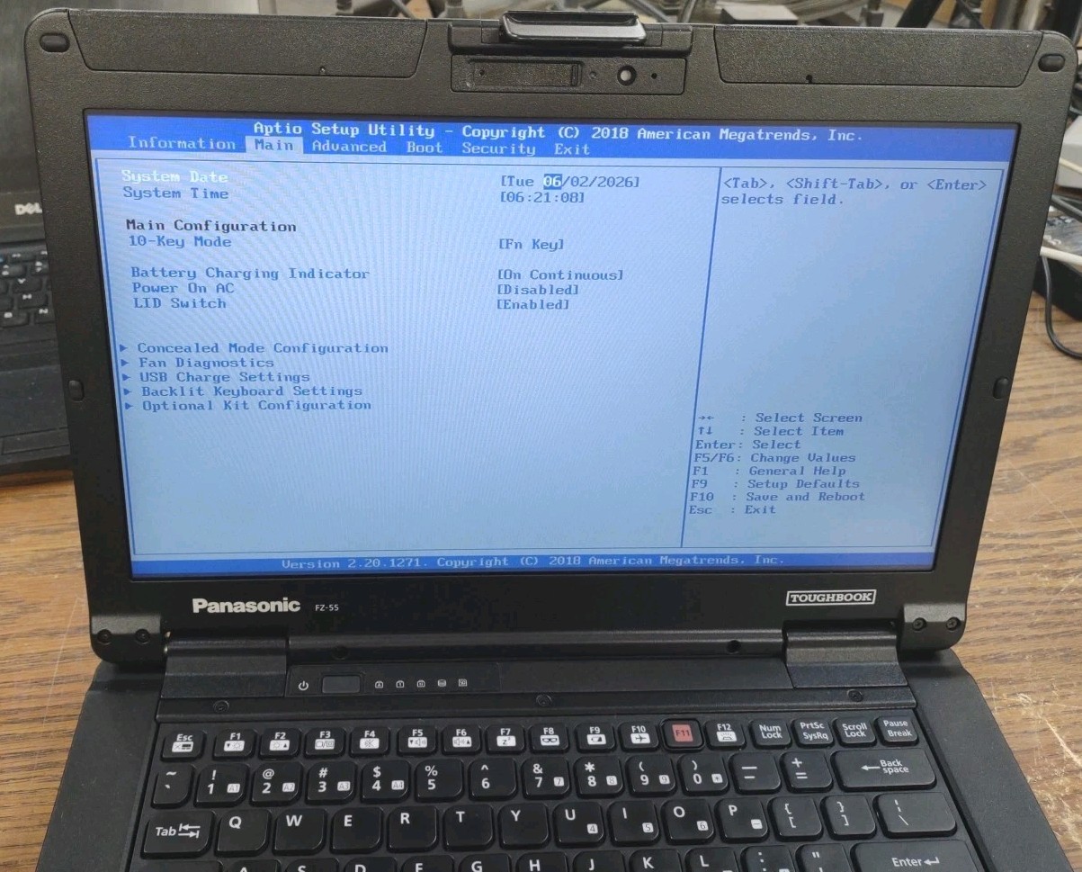 Panasonic ToughBook FZ-55 W/ i5-8365U, 256GB SSD, 16GB RAM. NON TOUCH
