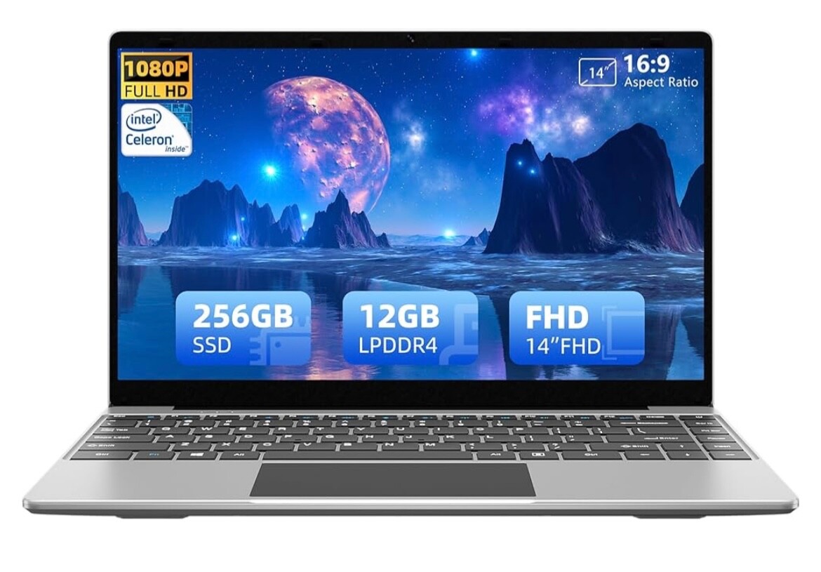 jumper Laptop, Laptops Computer 14″, Intel Celeron J4105 CPU(Up to 2.5GHz), Quad