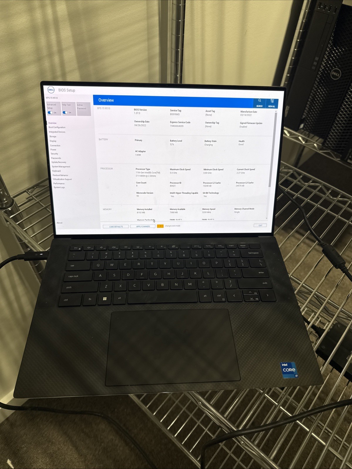 Dell XPS 15 9510 Laptop i7-11800H@2.3GHz 8GB RAM NO SSD RTX 3050 NO AC