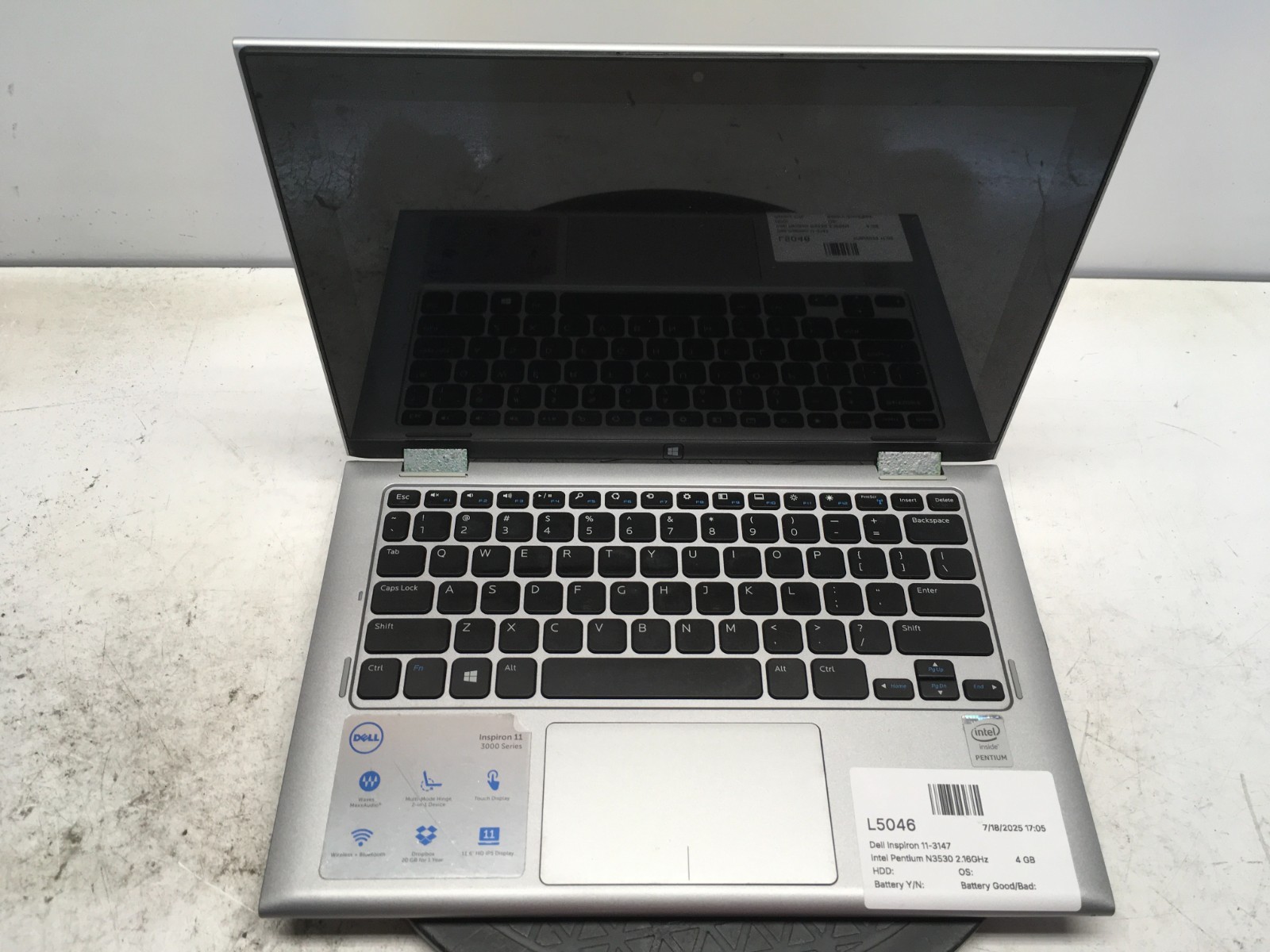 Dell Inspiron 11-3147 Intel Pentium N3530 2.16GHz 4 GB NO HDD – Dead Keyboard