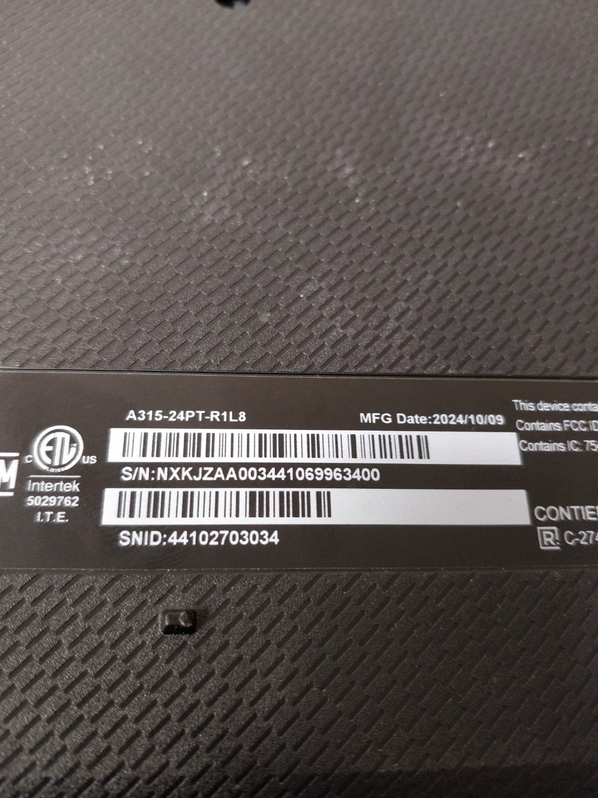 Acer Aspire 3 A315-24PT AMD Ryzen 5-7520U@2.80GHz 8GB RAM NO DRIVE PARTS 9020
