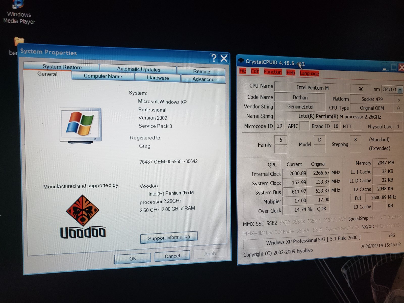RARE Voodoo Envy Mi:732 PentiumM 1.73 1gb 40gb FACTORY Windows XP OS Clevo M560A