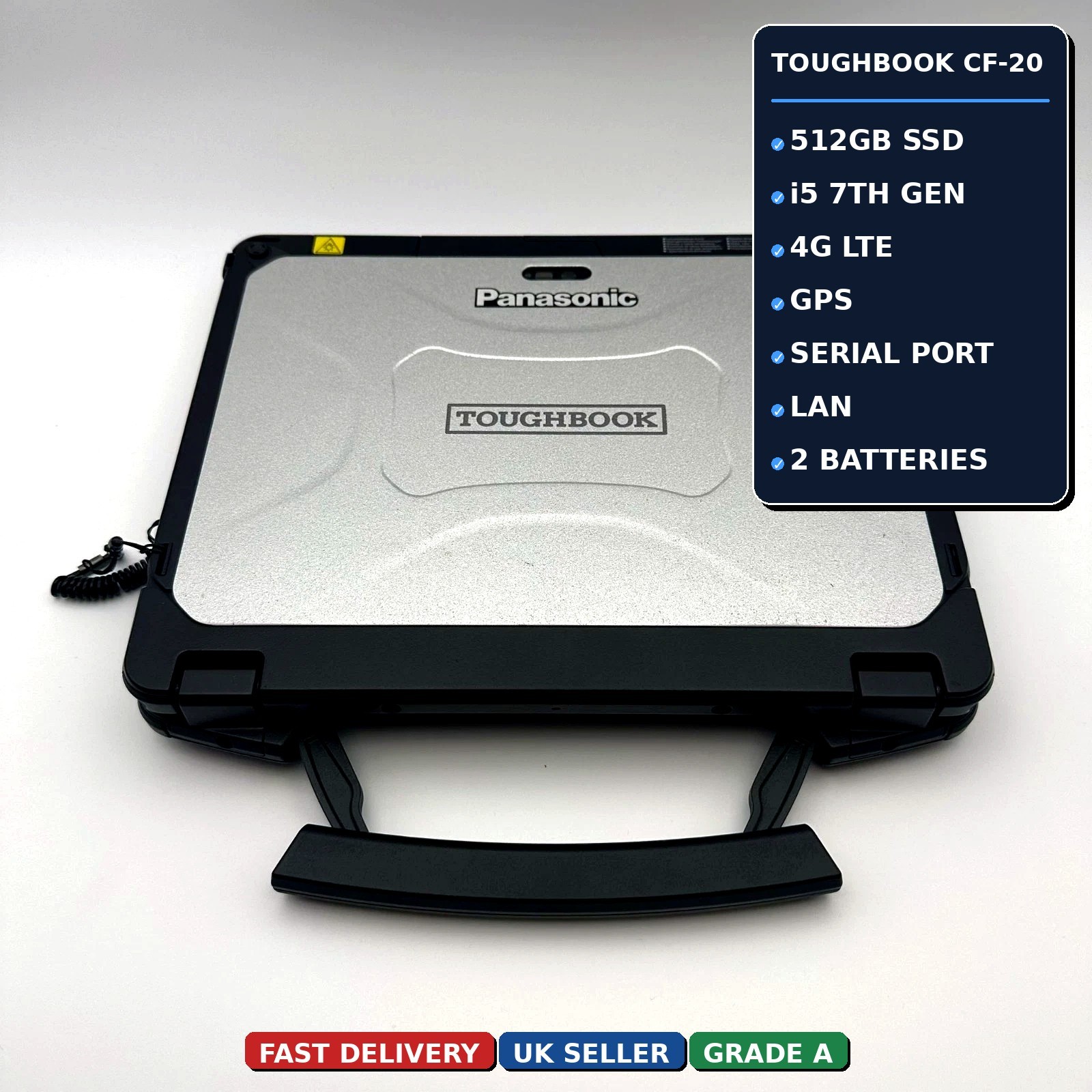Panasonic Toughbook CF-20 MK2 i5 8GB 512GB Rugged Tablet Laptop 4G GPS 2 x Bat