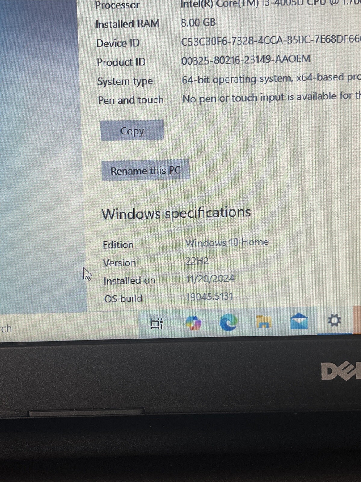 Dell Inspiron 3542 Intel i3-4005U 8GB RAM 500GB HDD 15.6″ Webcam Charger (READ)