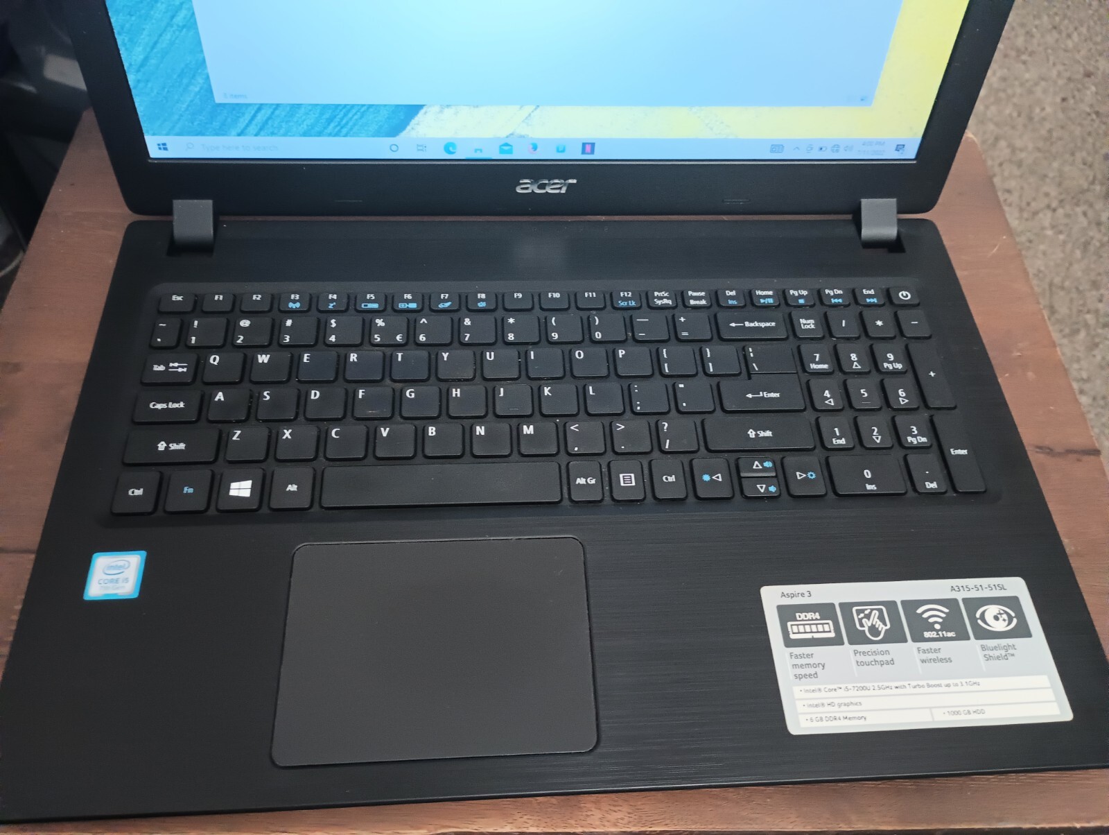Acer Aspire 3 A315-51 15.6″ HD Laptop (Intel Core i5-7gen 2.5GHz, 6GB Ram, 1tb
