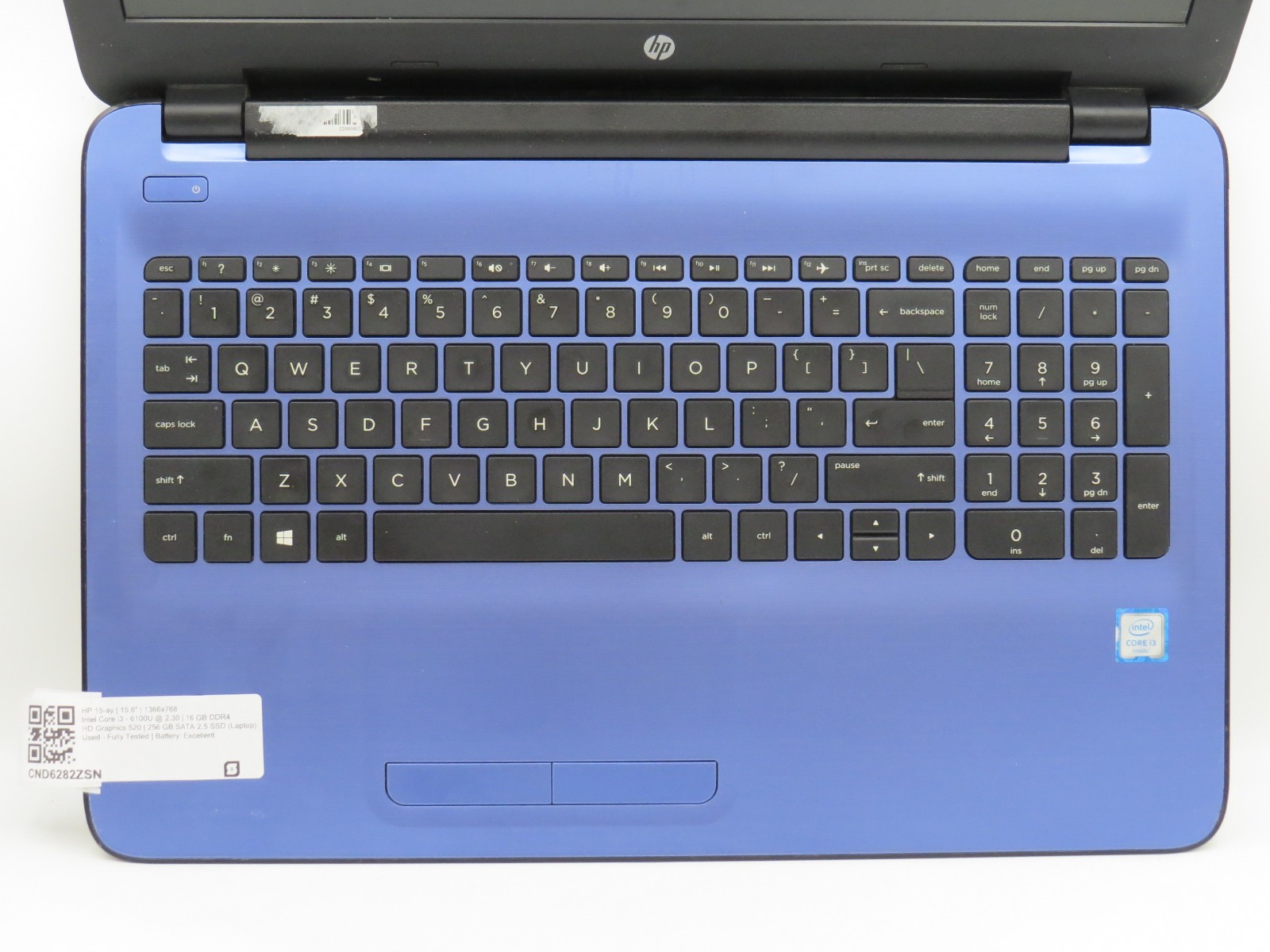 HP 15 | I3-6100U @ 2.3GHz | 4GB DDR4 | 256GB SATA SSD | 15″ | No OS