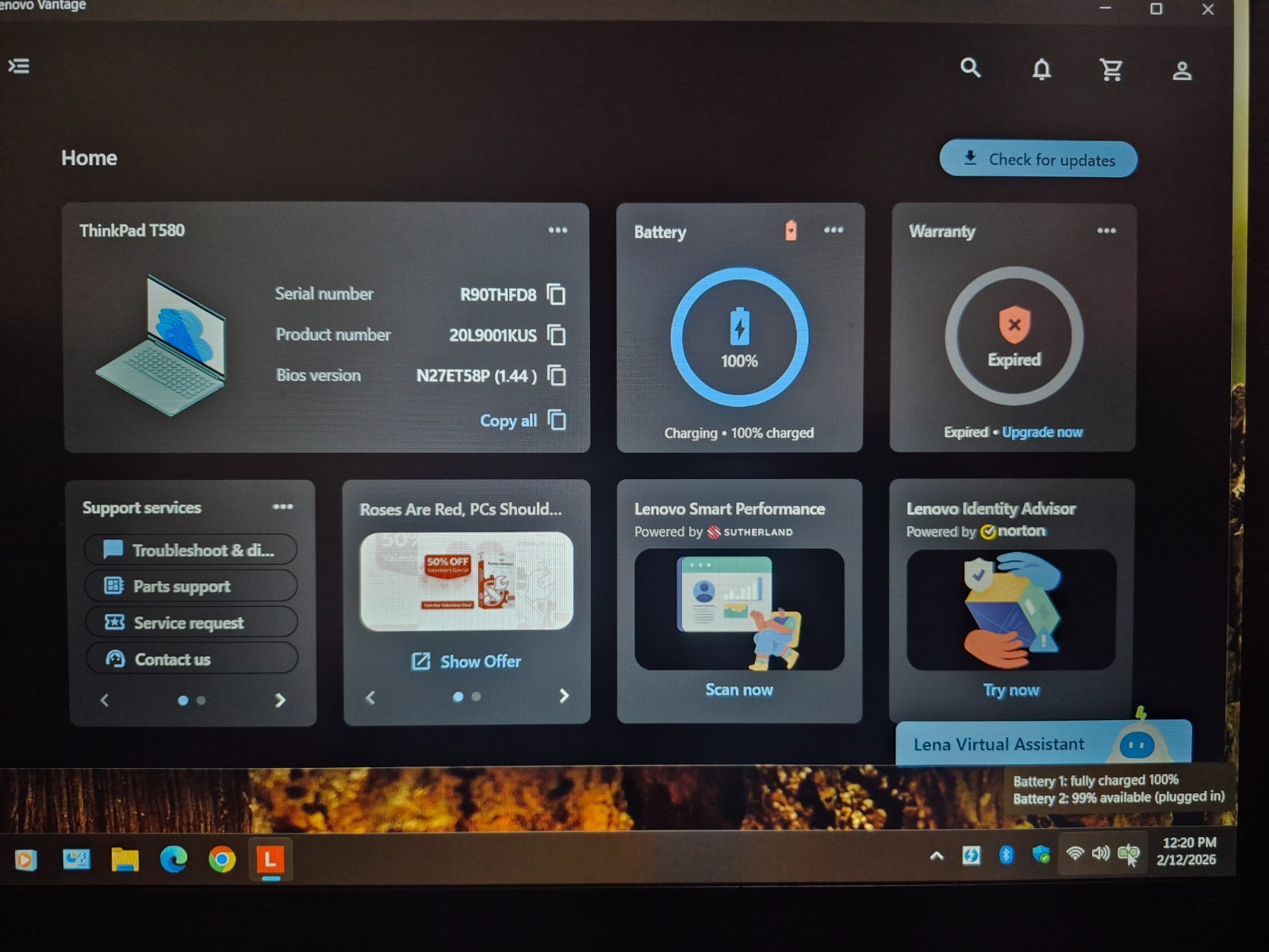 LENOVO THINKPAD T580 LAPTOP i5-8350U 12GB RAM 256GB NVMe WIN 11+ OFFICE 2021
