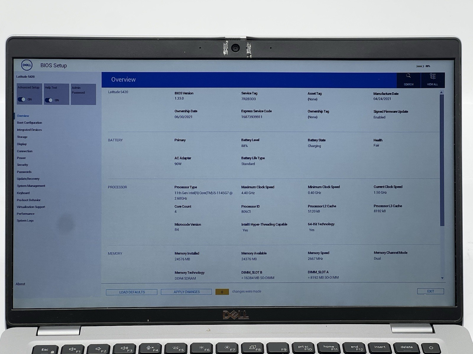 Dell Latitude 5420, i5-1145G7, @ 2.60GHz, 24GB RAM, 256GB NVMe-No OS/Charger