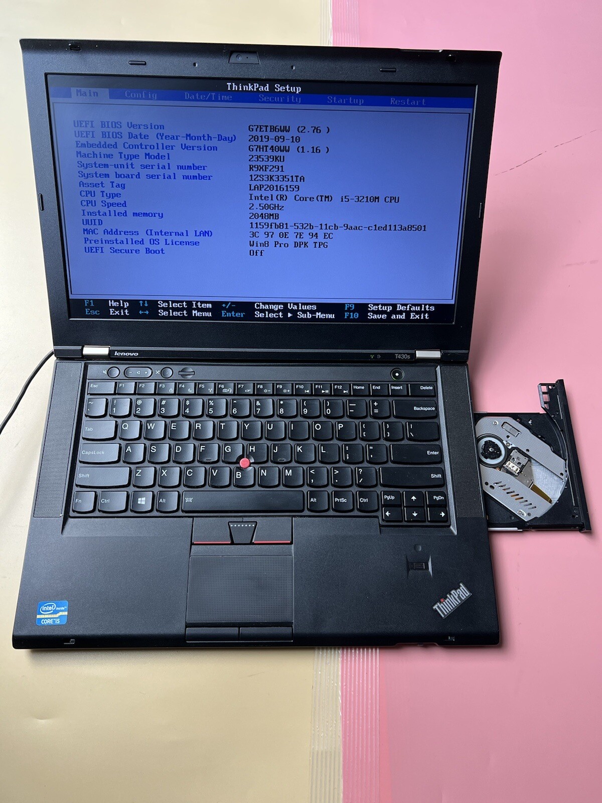 LENOVO THINKPAD T430s Core i5-3210M 2GB RAM 0GB HDD WEBCAM