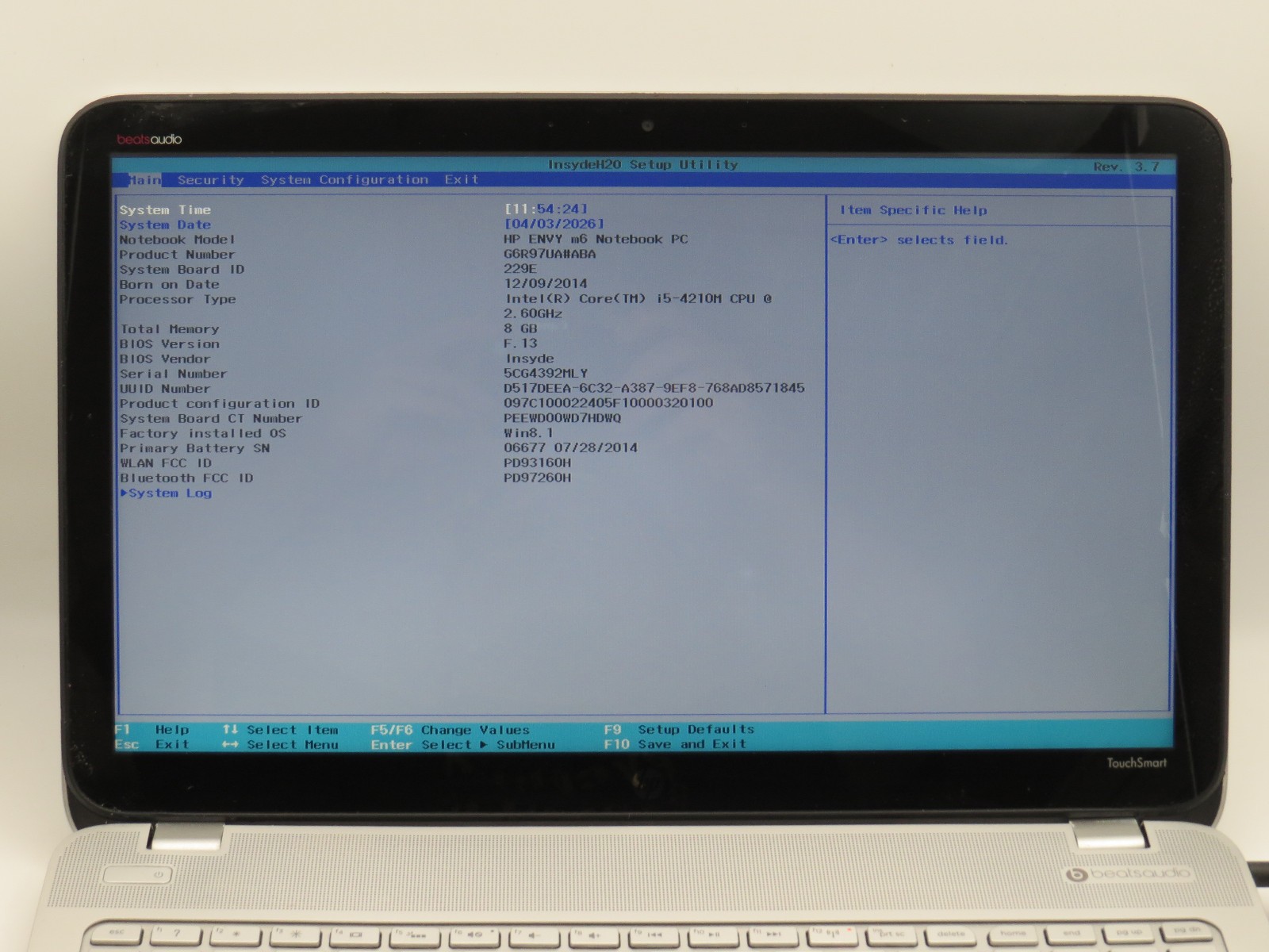 HP Envy M6 i5-4210m @ 2.6 8GB DDR3 256GB SATA SSD 15″ touch No OS