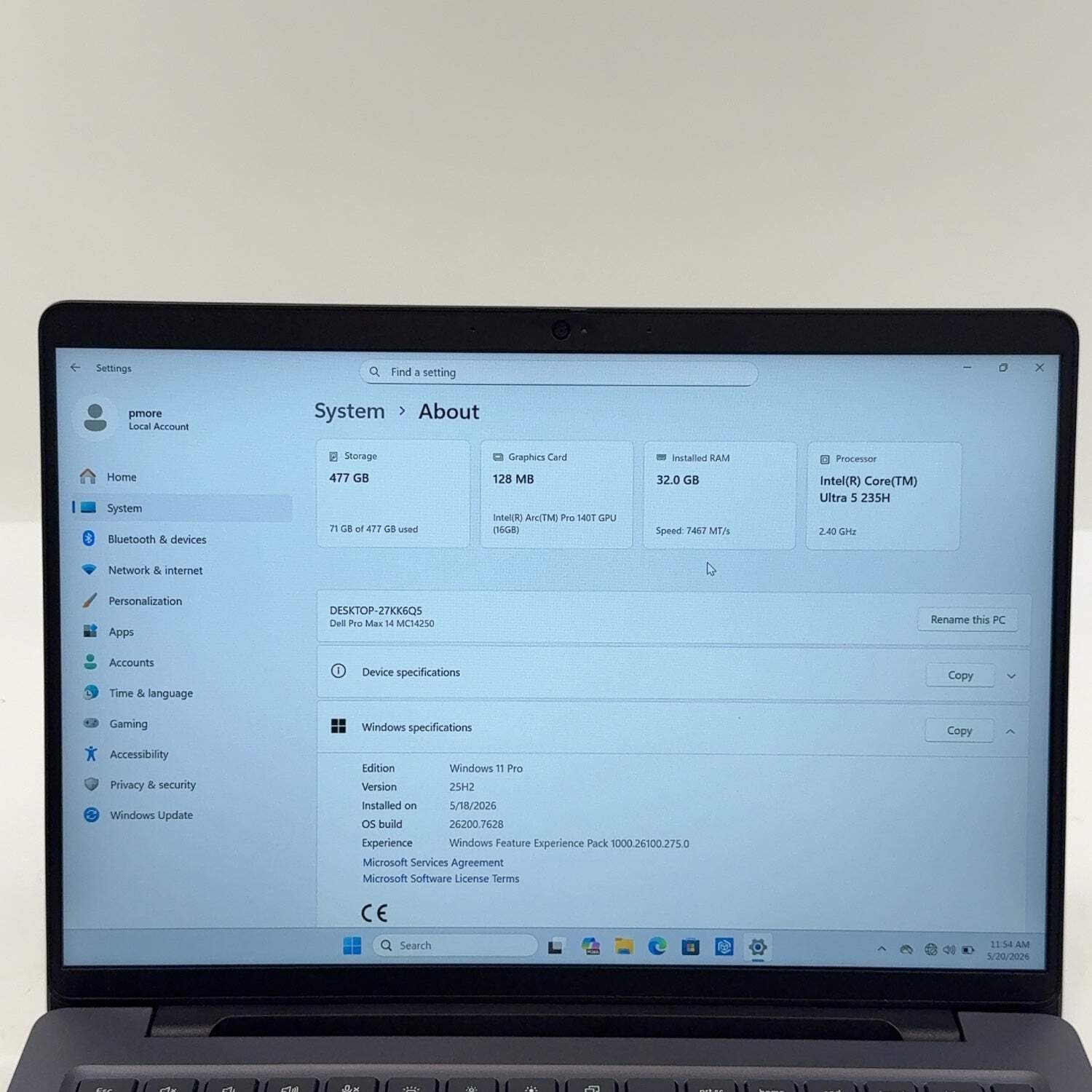 Dell Pro Max 14 MC14250 14″ Core Ultra 5 235H 2.4GHz 32GB RAM 512GB SSD