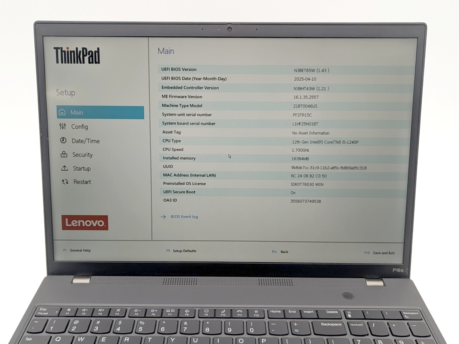 Lenovo ThinkPad P16s – Intel Core i5-1240P 16GB RAM 256GB SSD NVIDIA Win 11 Pro