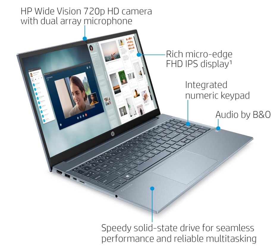 HP Laptop Pavilion 15-eh1052wm ADM RYZEN 5 5500U 15.6″ FHD 512 SSD 8GB DDR4