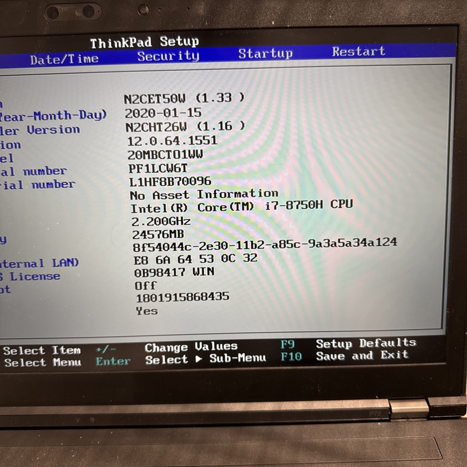 Lenovo ThinkPad P72 17″ Workstation Laptop Intel i7-8750H 24GB DDR4 No HDD NO OS