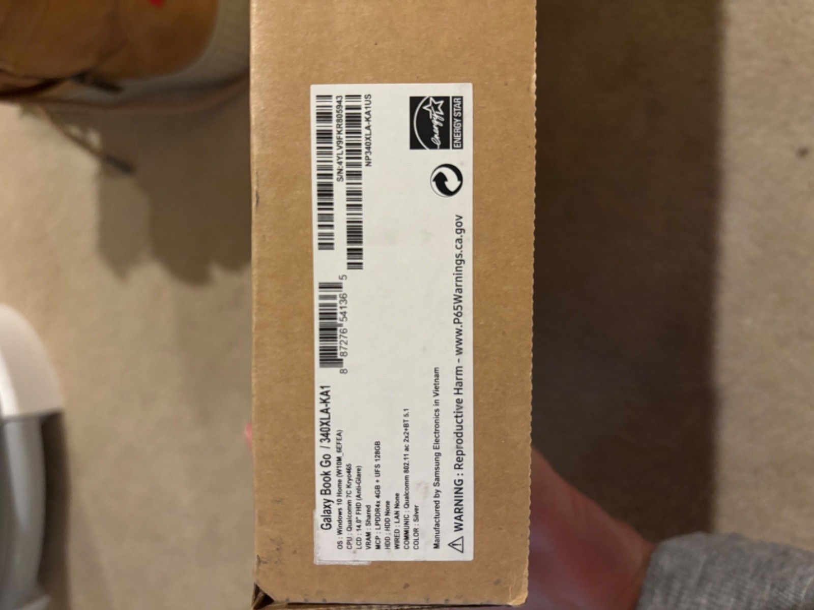 Galaxy Book Go 14.0” Silver Samsung, Windows 10 Home MCP:LPDDR4x 4GB + UFS 128GB