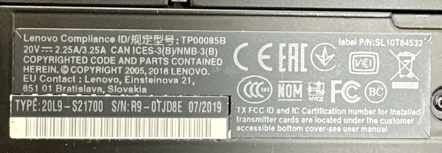 Lenovo Thinkpad T580 Tested LCD Screen w/ Chassis & Battery- No Motherboard