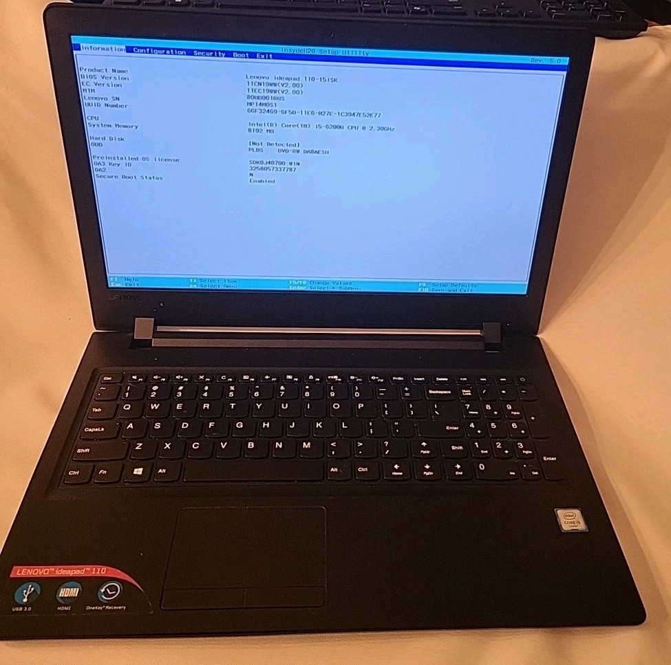 Lenovo IdeaPad 110-15ISK | Intel i5-6200U 2.30GHz | 8GB RAM | NO HDD/SSD 040404