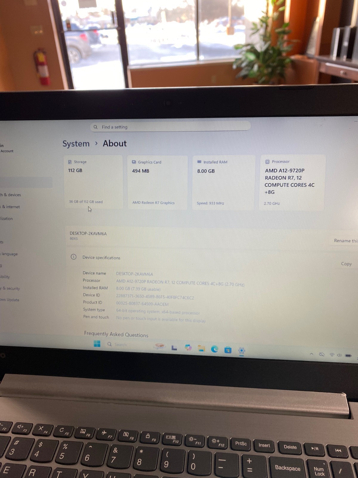 Lenovo Ideapad 320-15ABR 15.6″ AMD A12-9720P 8GB RAM 120GB SSD Window 11 Home