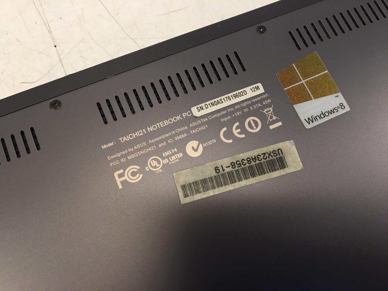 Asus Taichi 21 Touch i7-3517u 1.9GHz | 4GB RAM|Intel HD 4000 Keyboard – Untested