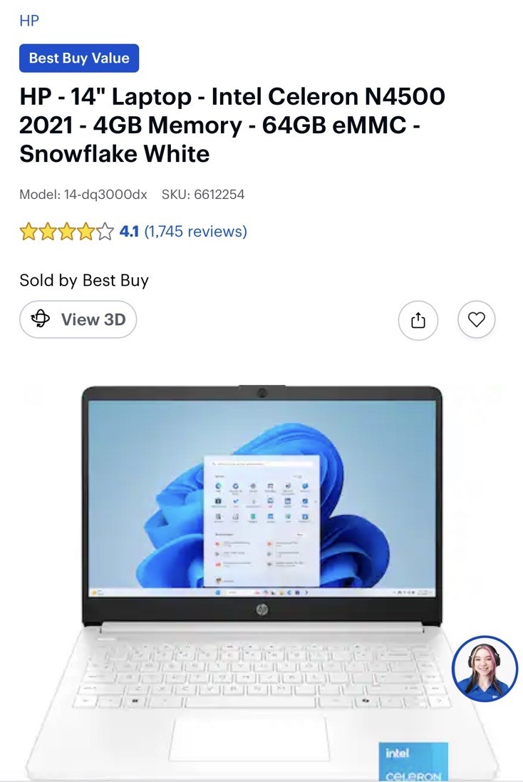 HP – 14″ Laptop – Intel Celeron – 4GB Memory – 64GB eMMC – Snowflake white