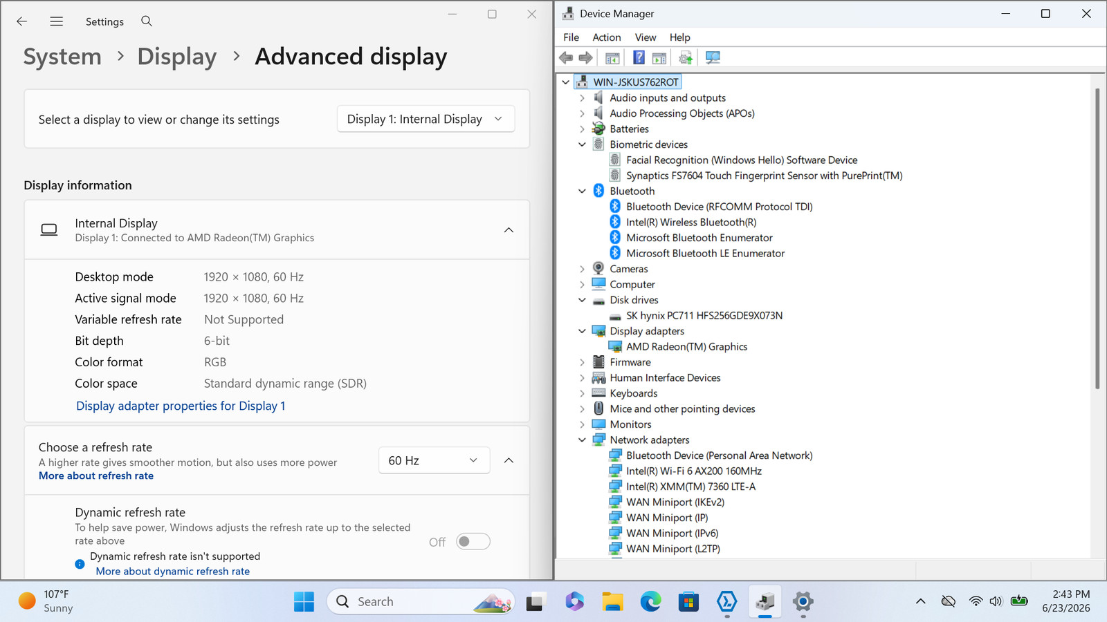 HP EliteBook 845 G7 14″ 1920×1080 Ryzen 5 PRO 4650U 16GB 256GB SSD Win 11 Pro