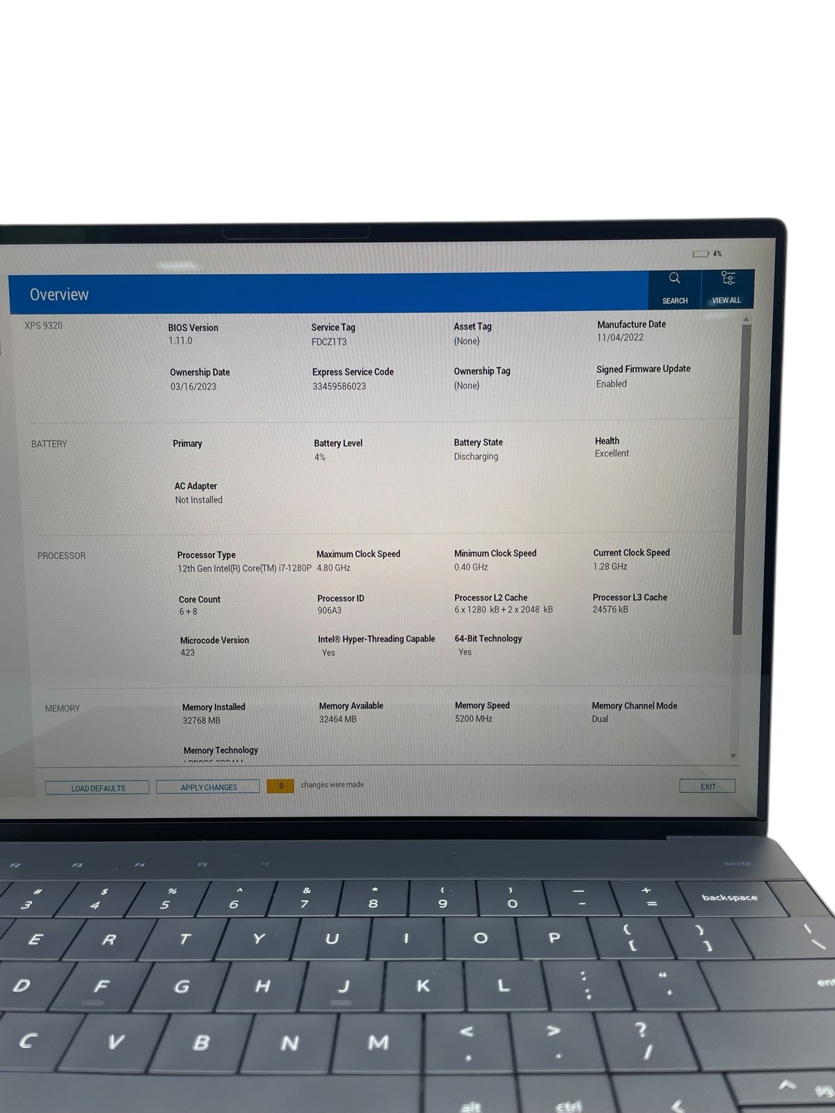 Dell XPS 9320 i7-1280P 13″ 32GB RAM 512GB SSD – Grade D