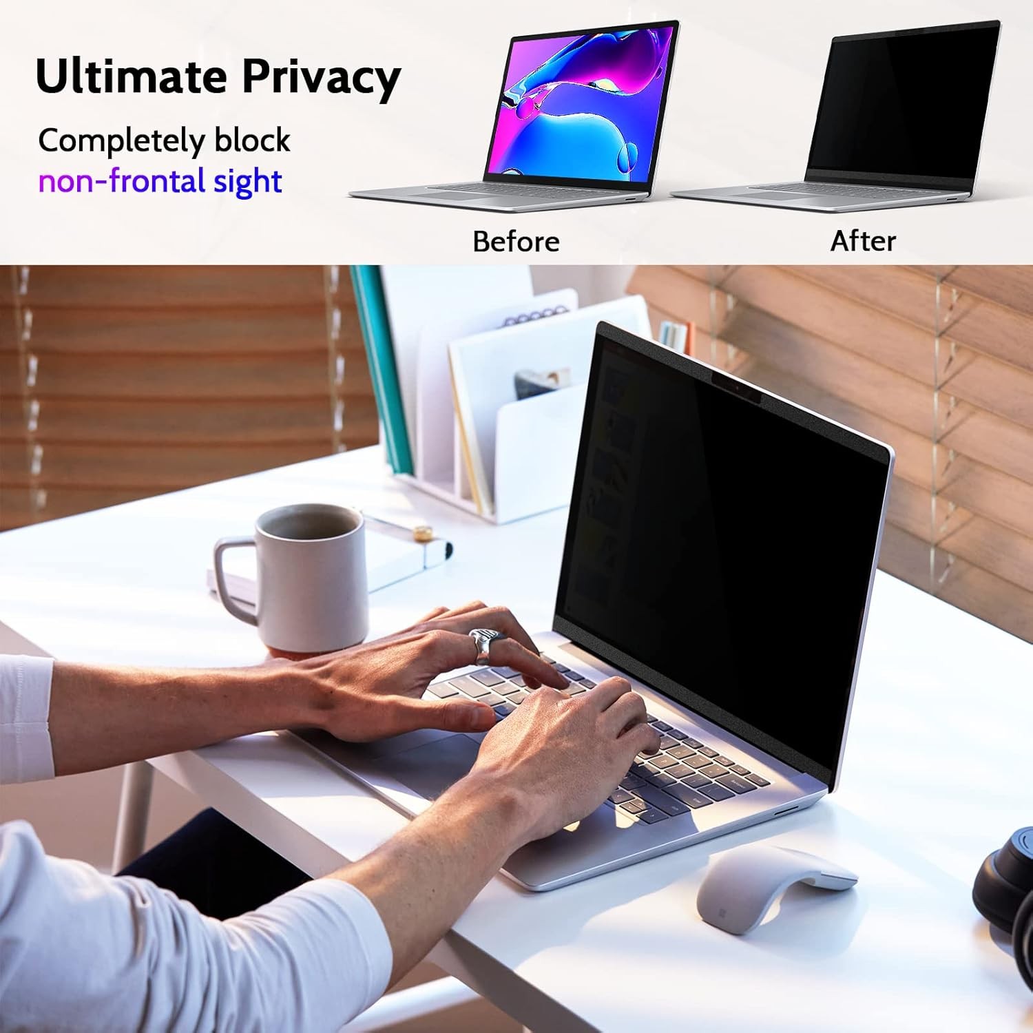Magnetic Privacy Screen for Surface Laptop 6/5/4/3/2/1 13.5 Inch, Black Filter