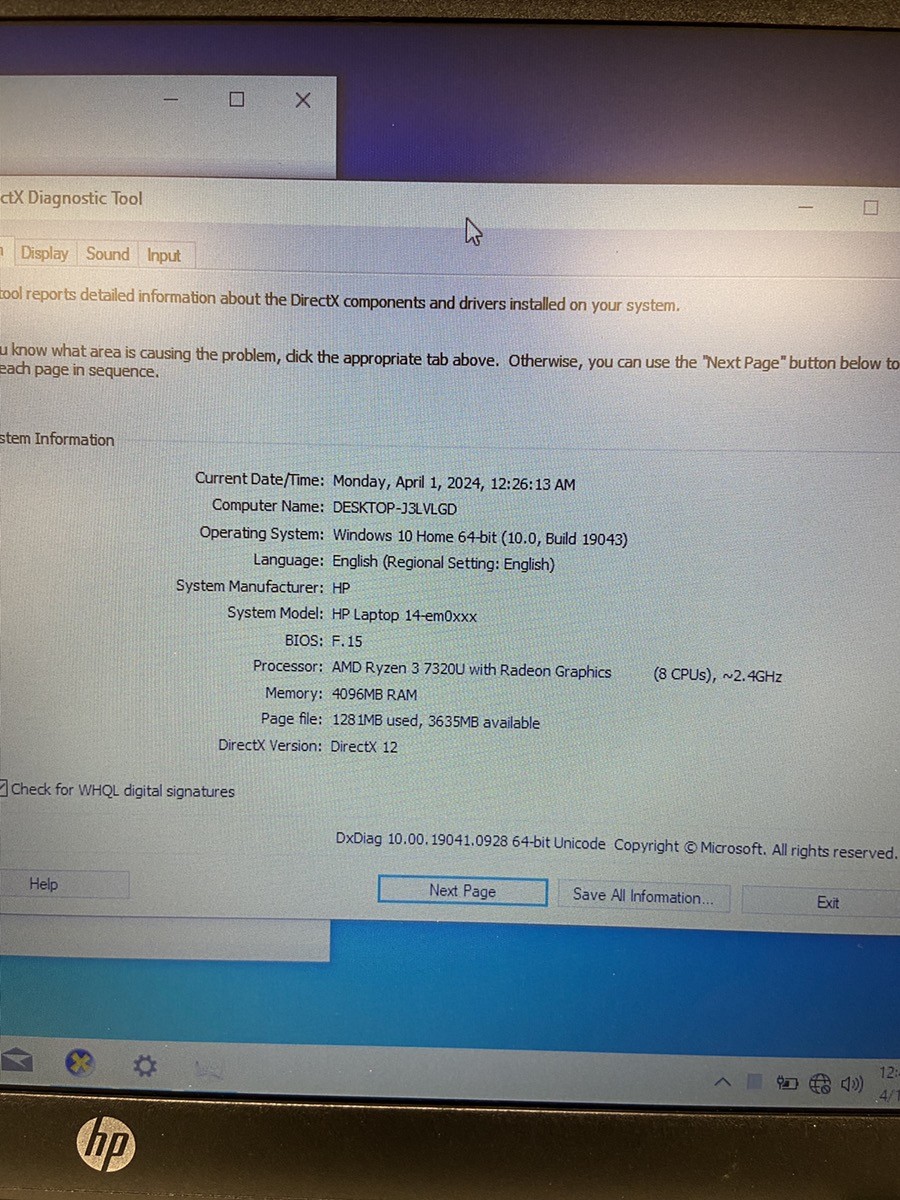 Windows 11, Amd Ryzen 3, 8 (CPU)@2.4ghz, 4gb ram and 256 SSD. Inclu (P04024390)