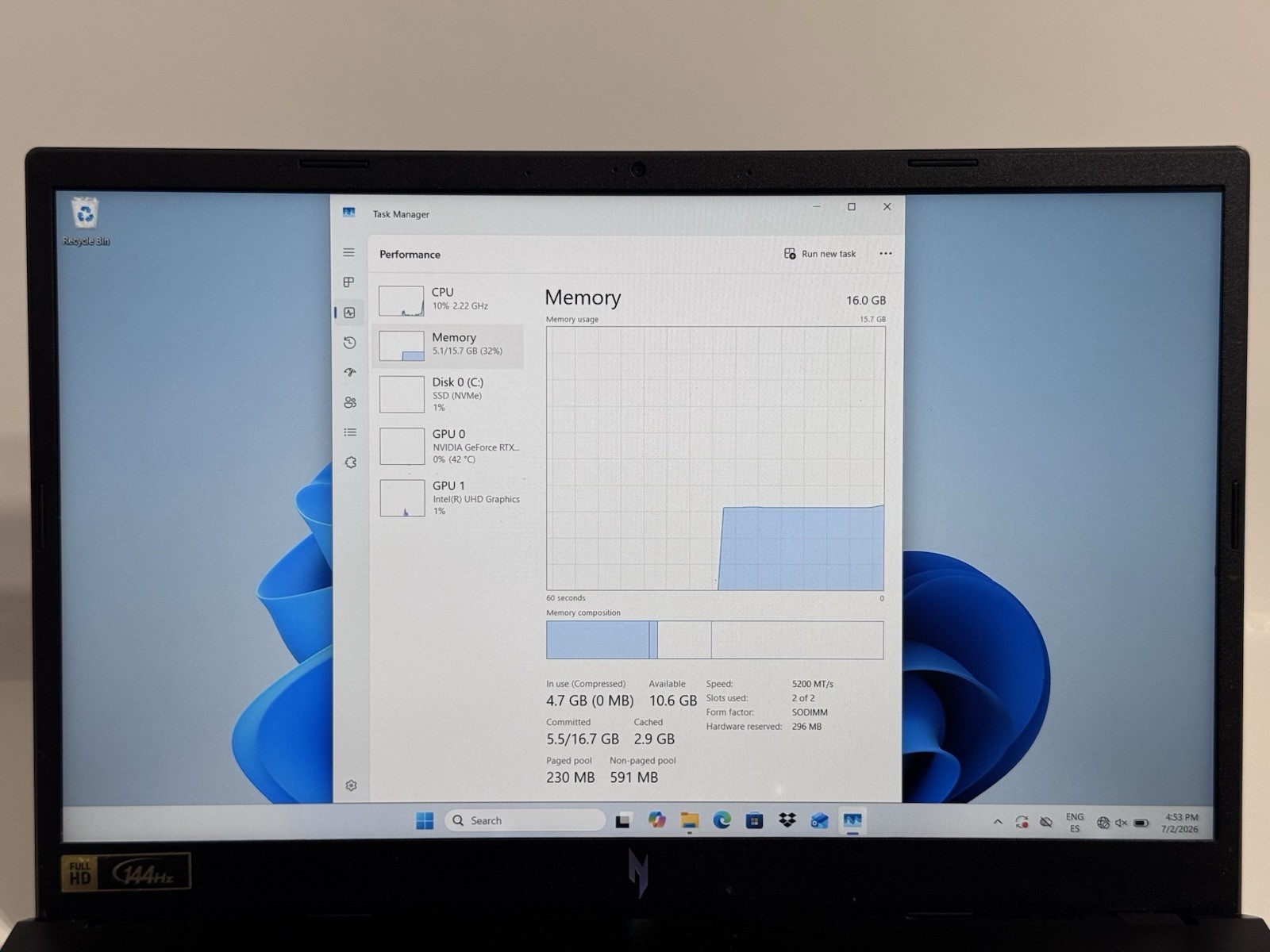 Acer Nitro V 15 165Hz FHD i5-13420H 16GB 512GB SSD RTX 4050 READ
