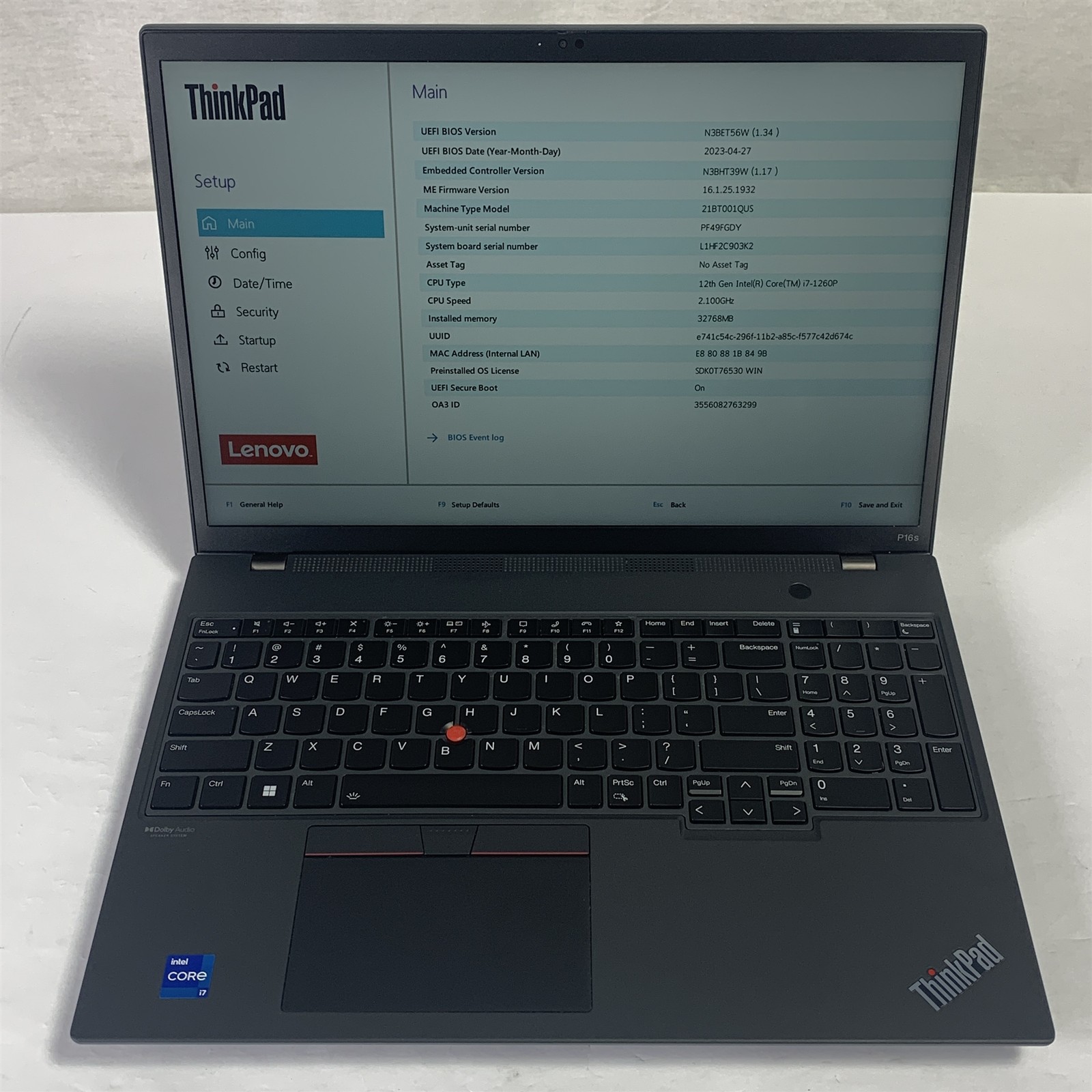 Lenovo ThinkPad P16S Gen 1 16″ Laptop i7-1260P 2.1GHz 32GB 1TB NVMe SSD – Win11