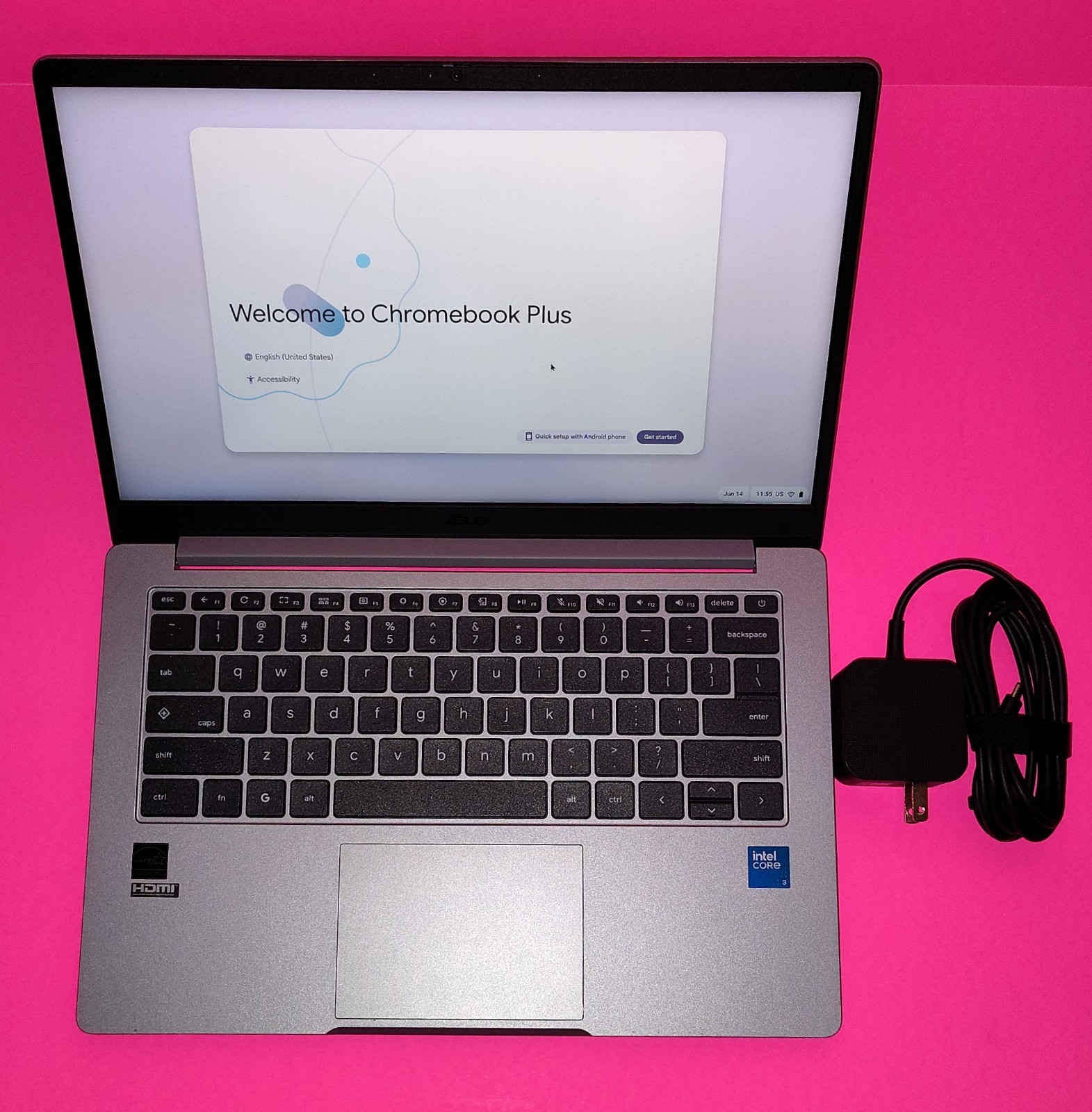 ASUS 14″ FHD CX14 Chromebook Plus Laptop with Google AI Intel Core 3 128GB 8GB