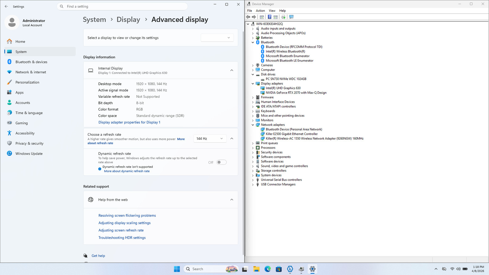 Dell G7 17 7790 17″ FHD I7-9750H 1TB 16GB W11 RTX 2070 Max-Q Backlit 144Hz