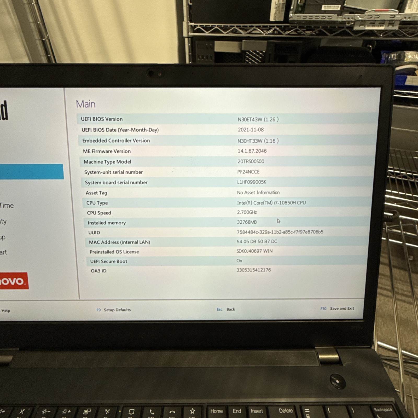 Lenovo ThinkPad P15v Gen 1 i7-10850H 2.7GHz 32GB DDR4 NO SSD P620 Laptop – READ