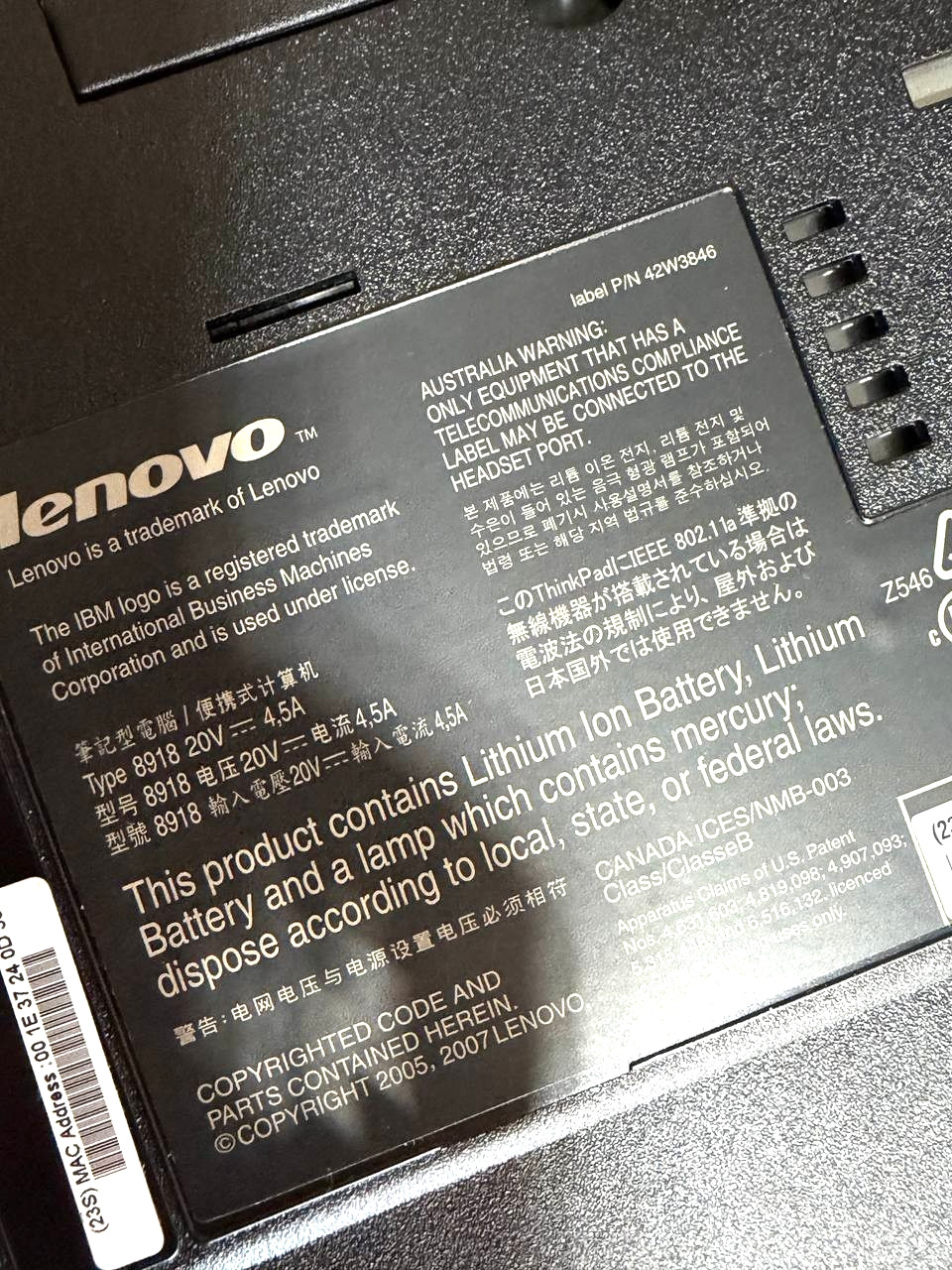 IBM Lenovo ThinkPad R61 Laptop Core 2 Duo 2.4GHz 2 GB RAM “Read”