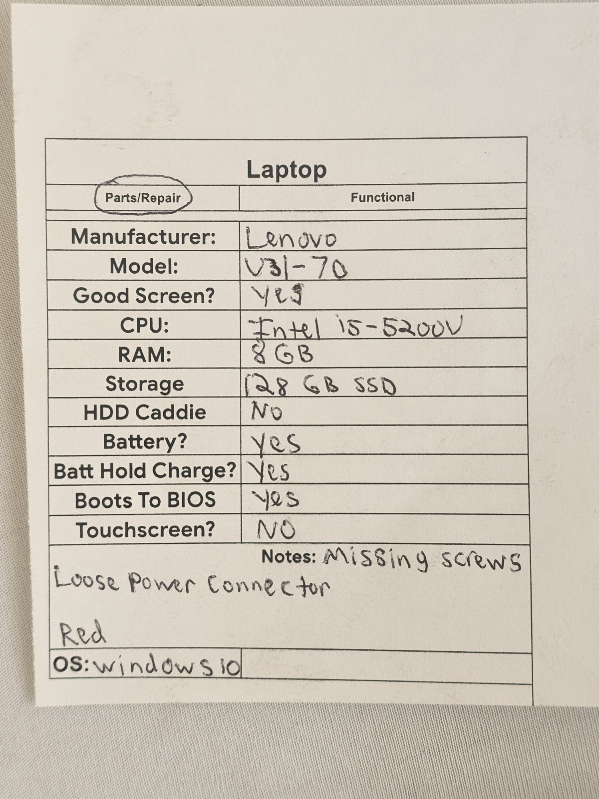 Lenovo V31-70 Laptop – Intel i5-5200u – 8GB RAM – 128GB SSD – Windows 10 – READ